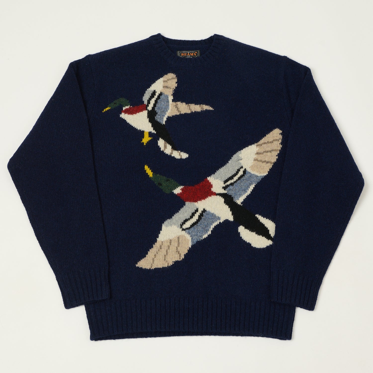 Beams Plus 'Intarsia' Mallard Knit Pullover - Navy