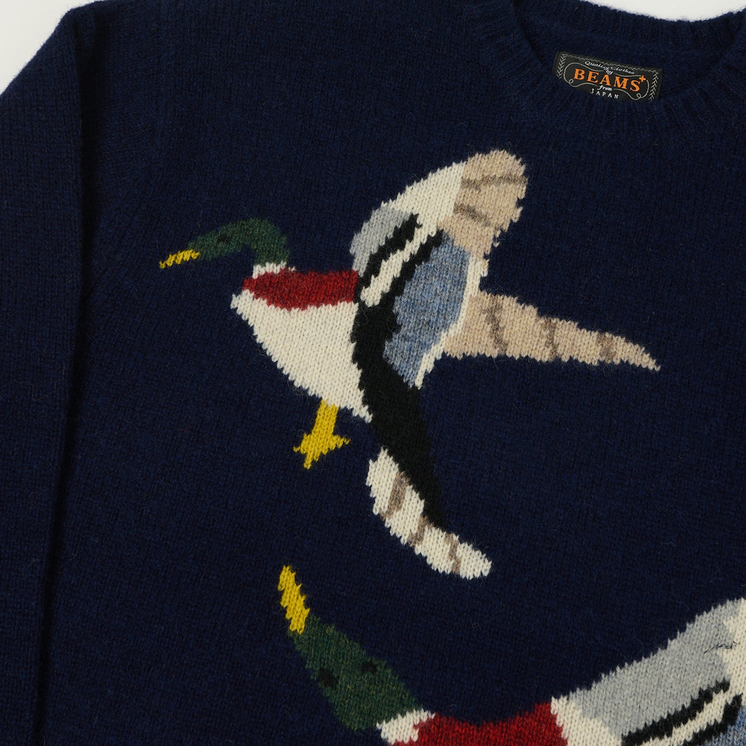 Beams Plus 'Intarsia' Mallard Knit Pullover - Navy