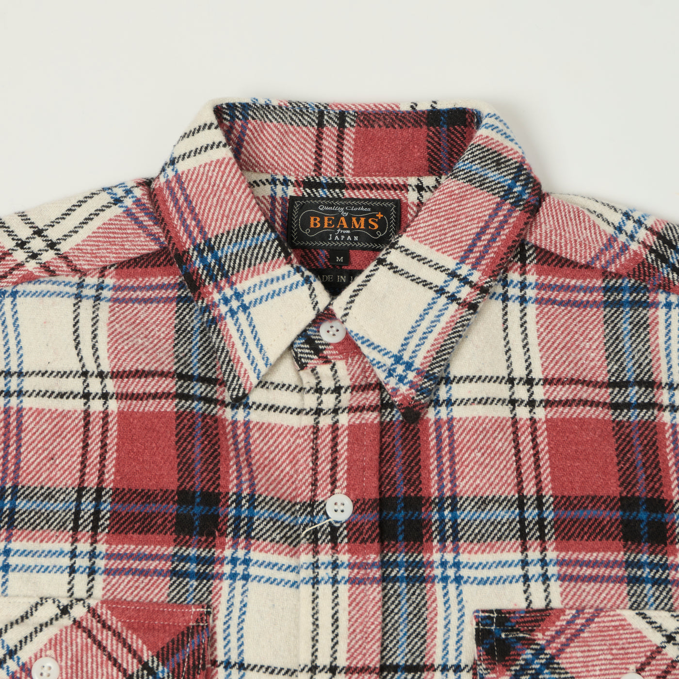 Beams Plus 'Jazz Nep' Plaid Flannel Shirt - Pink