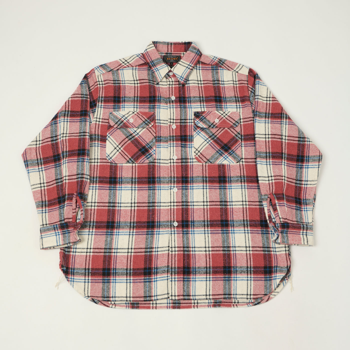 Beams Plus 'Jazz Nep' Plaid Flannel Shirt - Pink