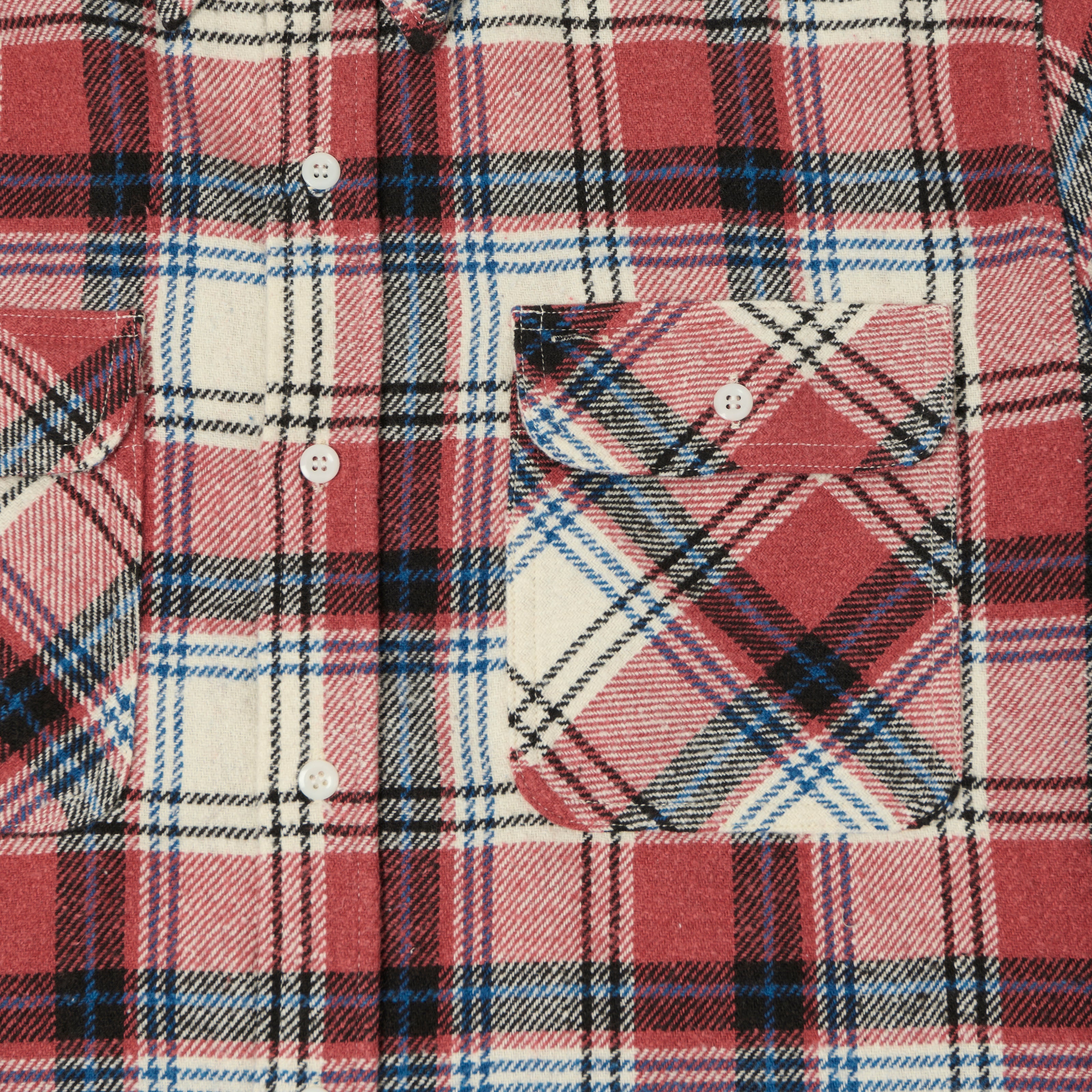 Beams Plus 'Jazz Nep' Plaid Flannel Shirt - Pink