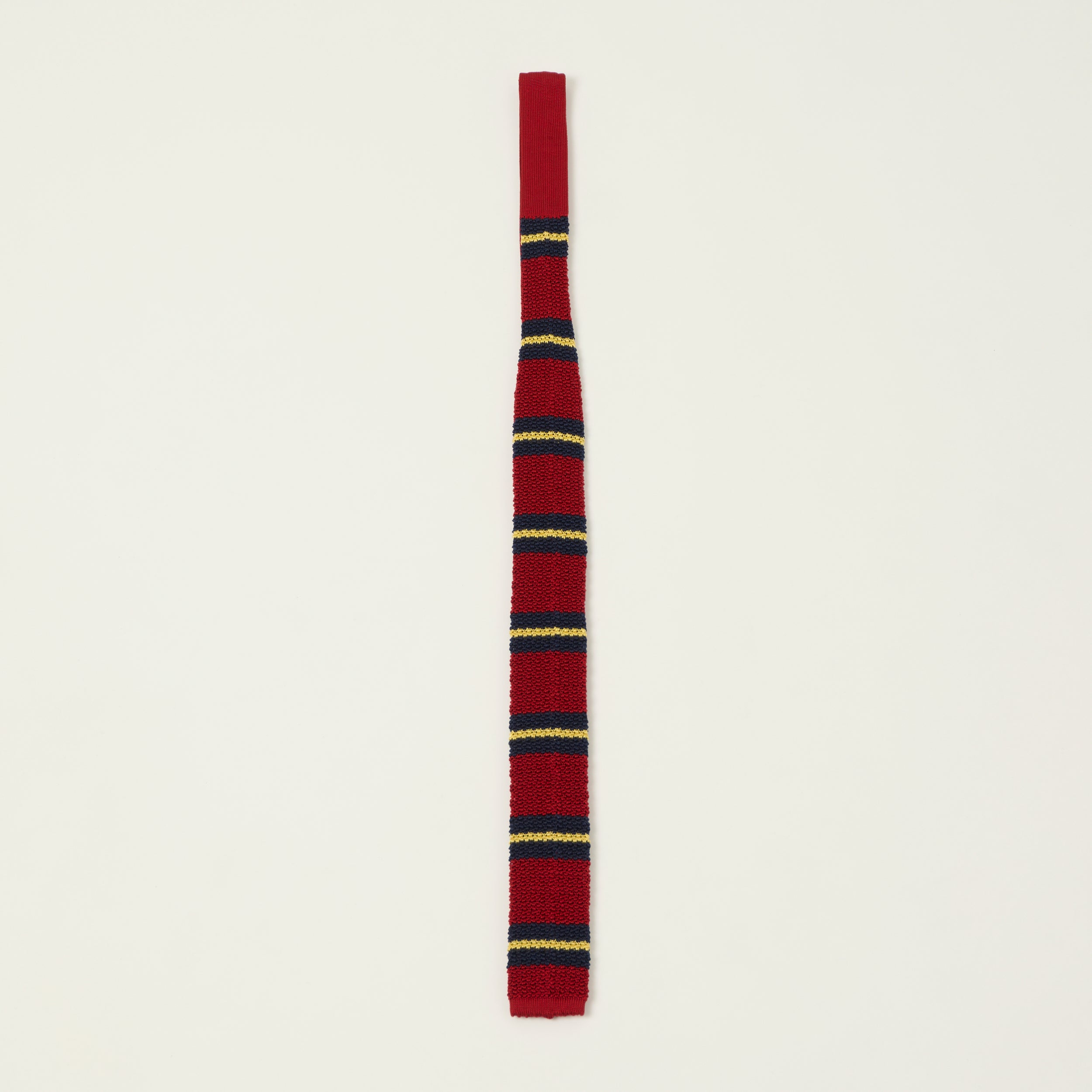 Beams Plus Striped Knitted Tie - Red