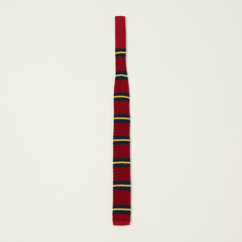 Beams Plus Striped Knitted Tie - Red