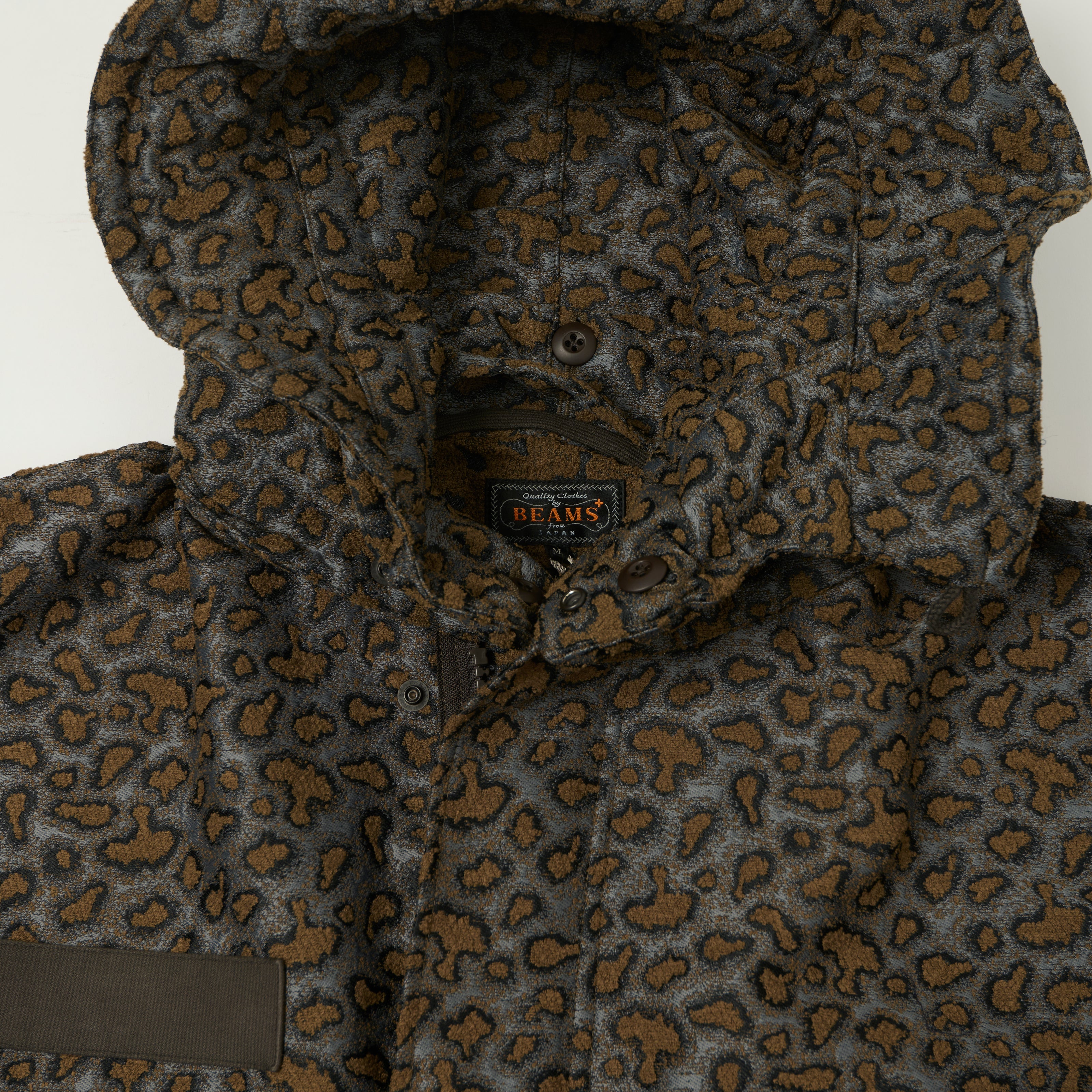Beams Plus Camo Jacquard Parka - Charcoal