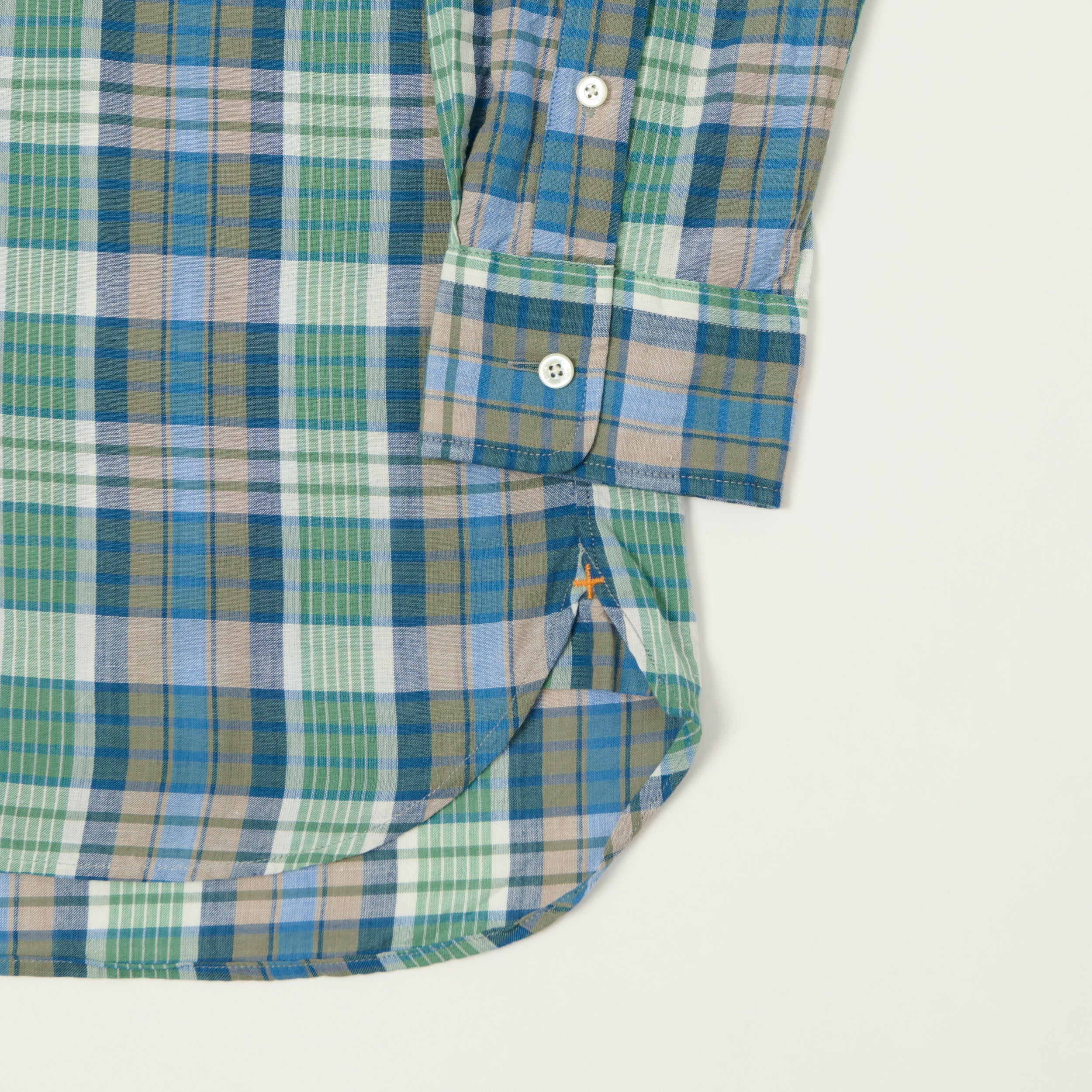 Beams Plus Madras Button Down Shirt - Blue