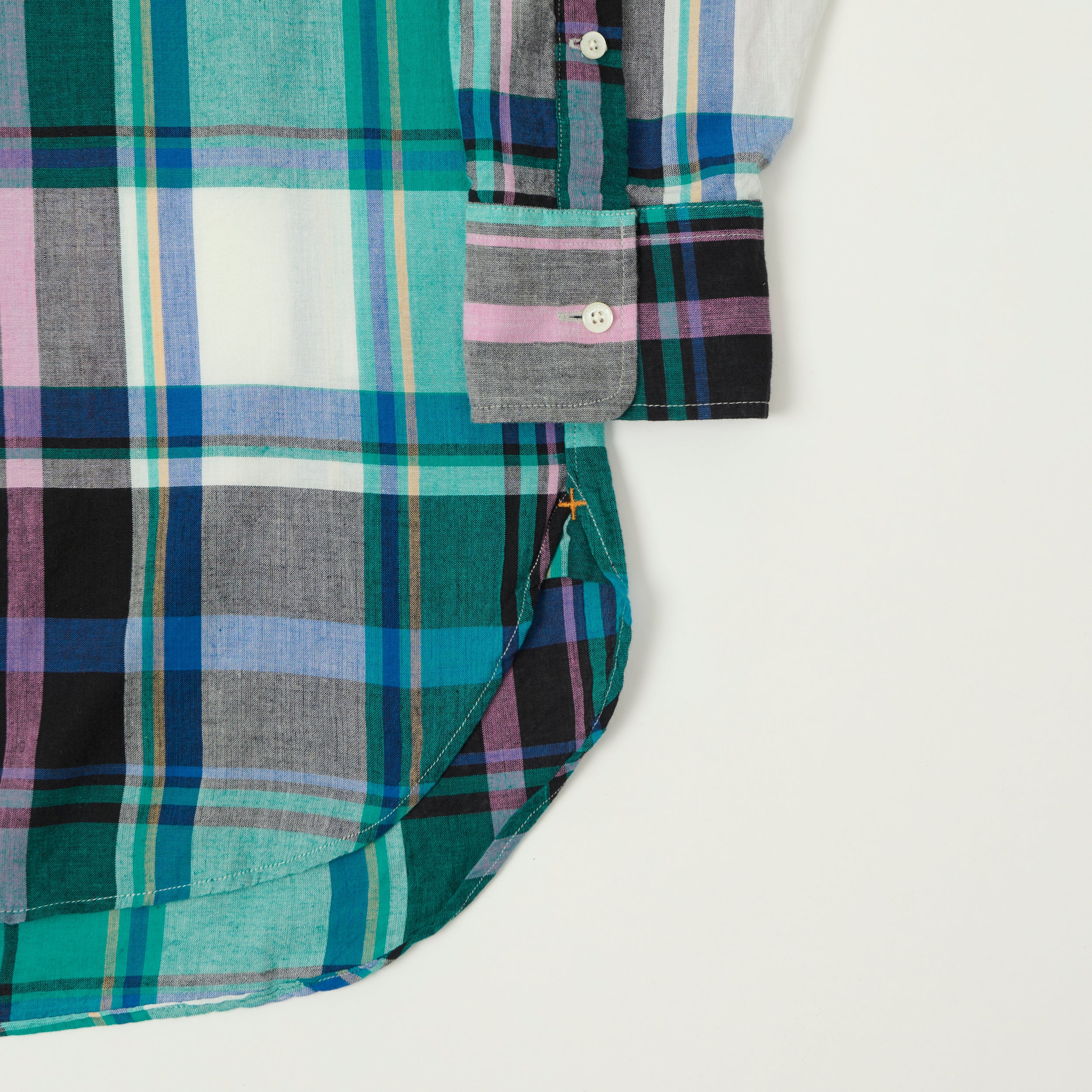 Beams Plus Madras Button Down Shirt - Green