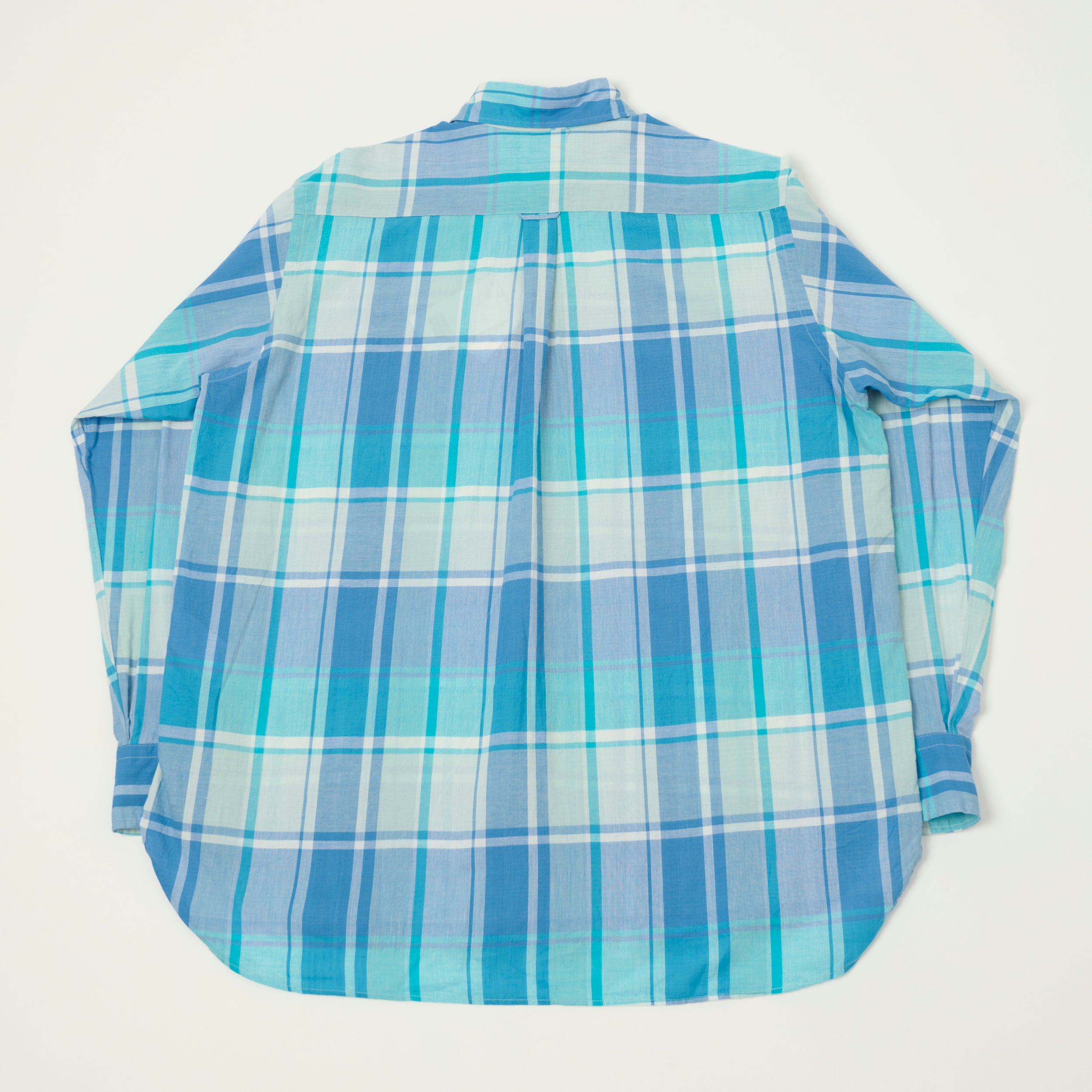 Beams Plus Madras Button Down Shirt - Light Blue