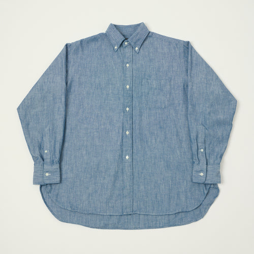 Beams Plus Low Tension Oxford Cloth Button Down Shirt - Light Indigo