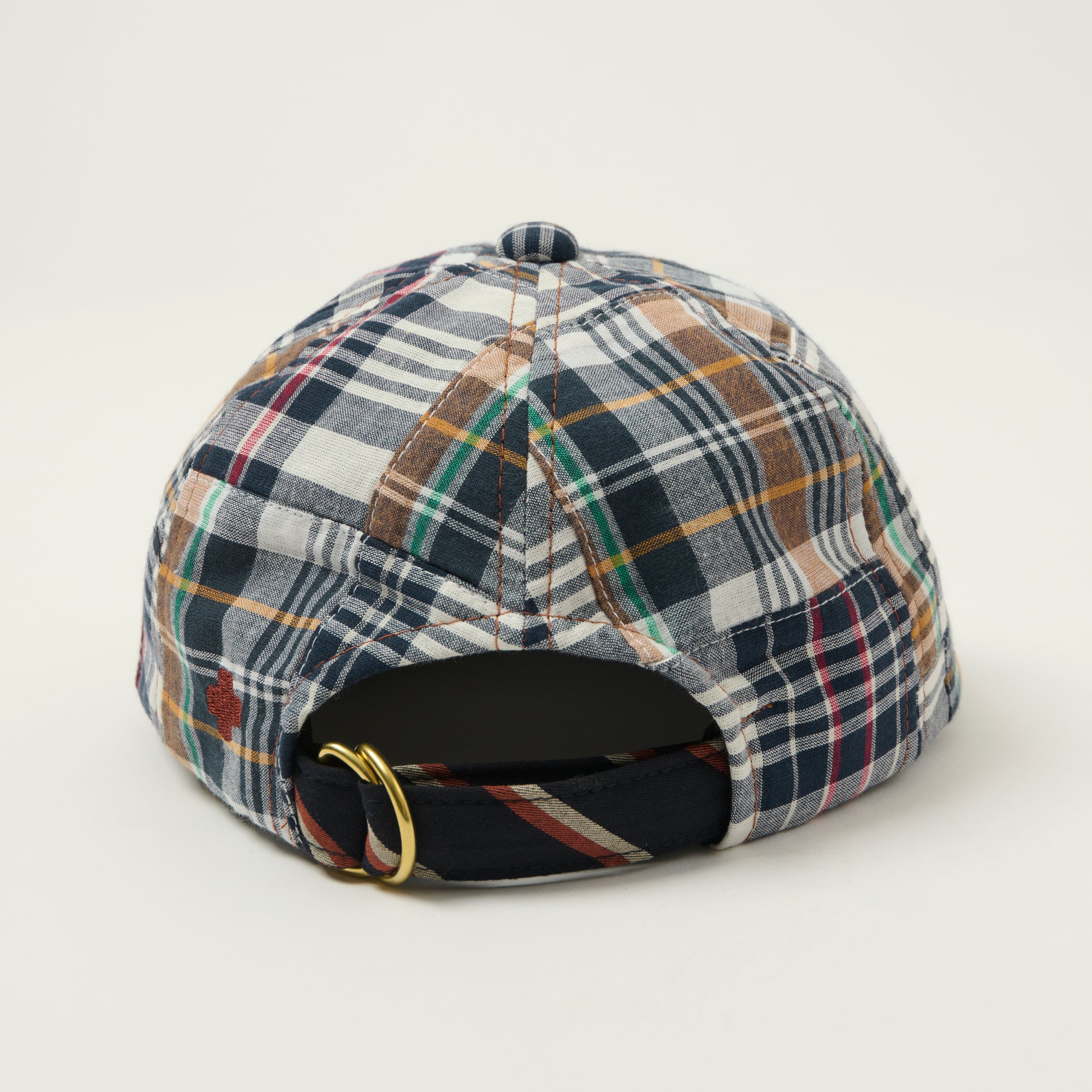 Beams Plus 6-Panel Patchwork Madras Baseball Cap - Navy
