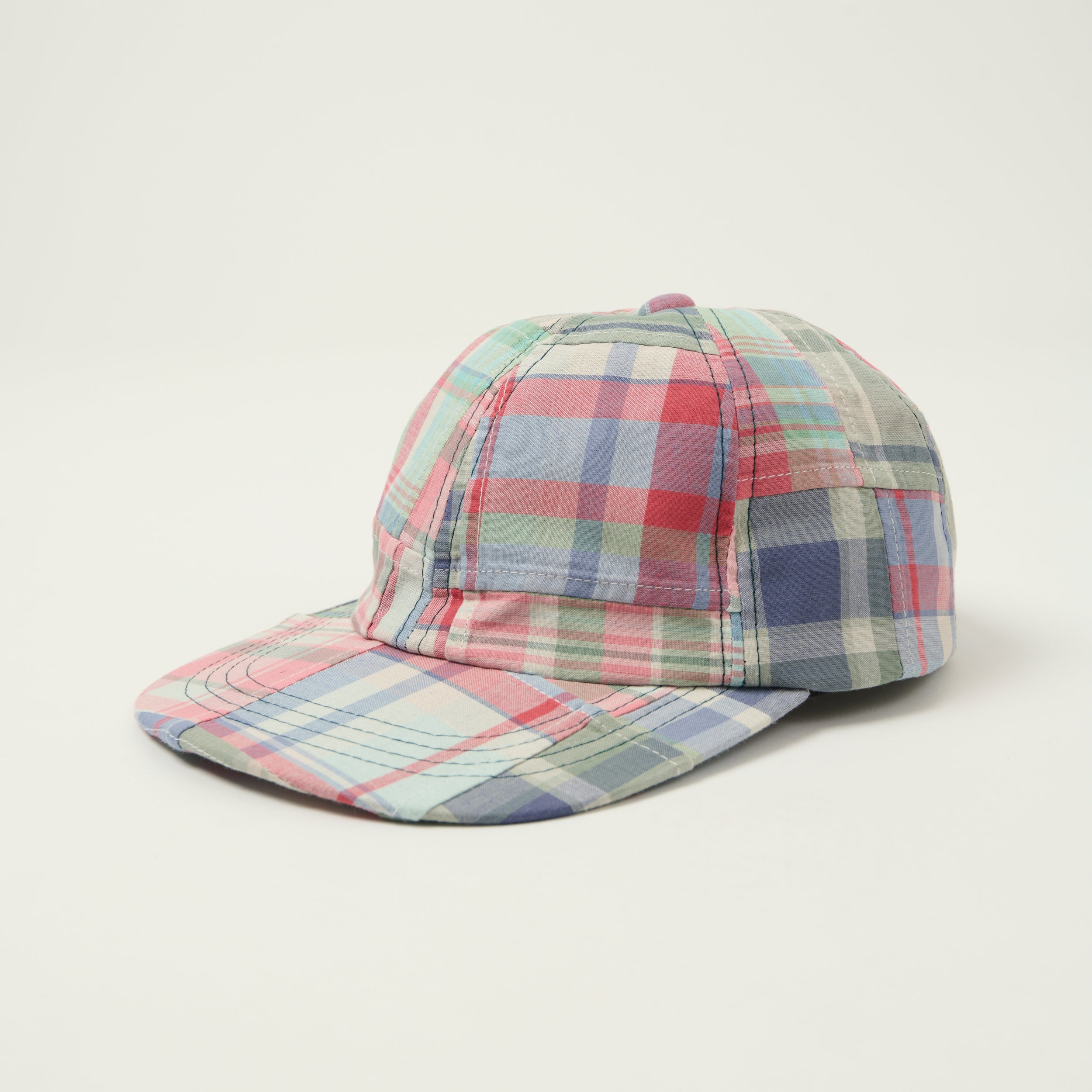Beams Plus 6-Panel Patchwork Madras Baseball Cap - Pink