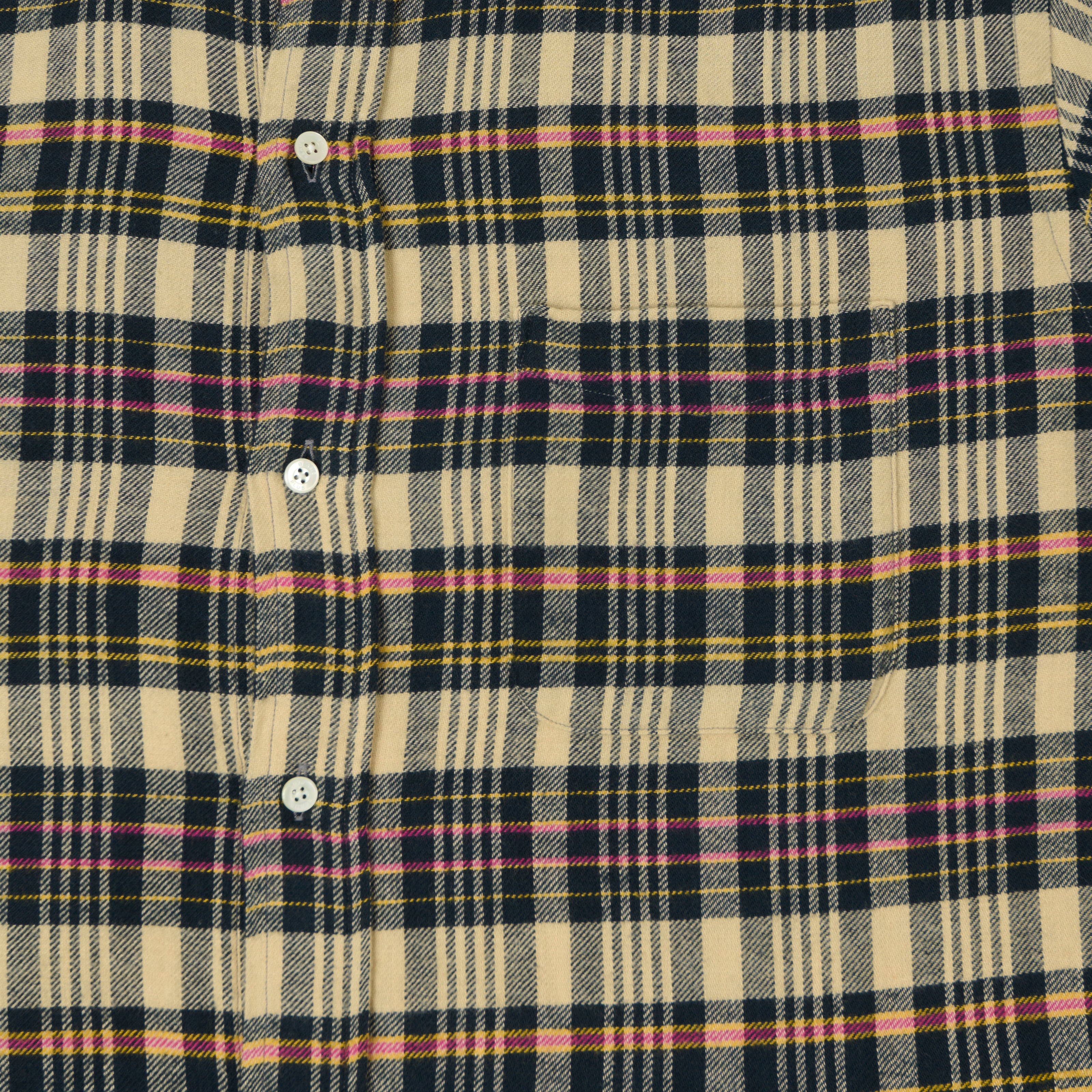 Beams Plus Button Down Plaid Shirt - Beige