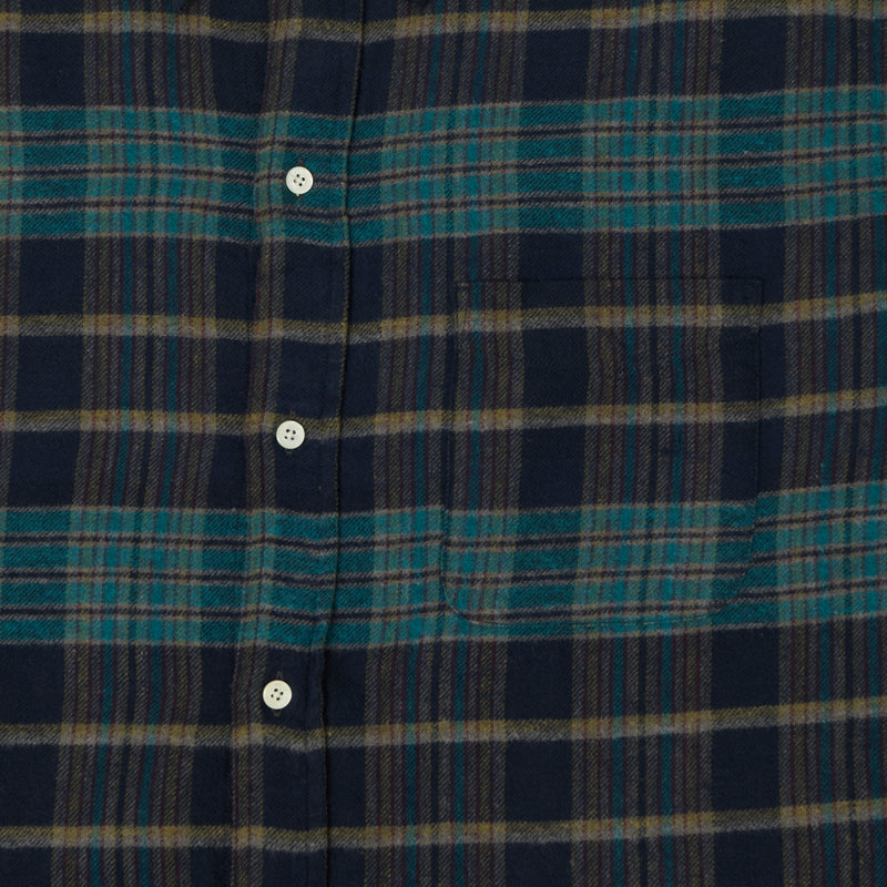 Beams Plus Button Down Plaid Shirt - Blue