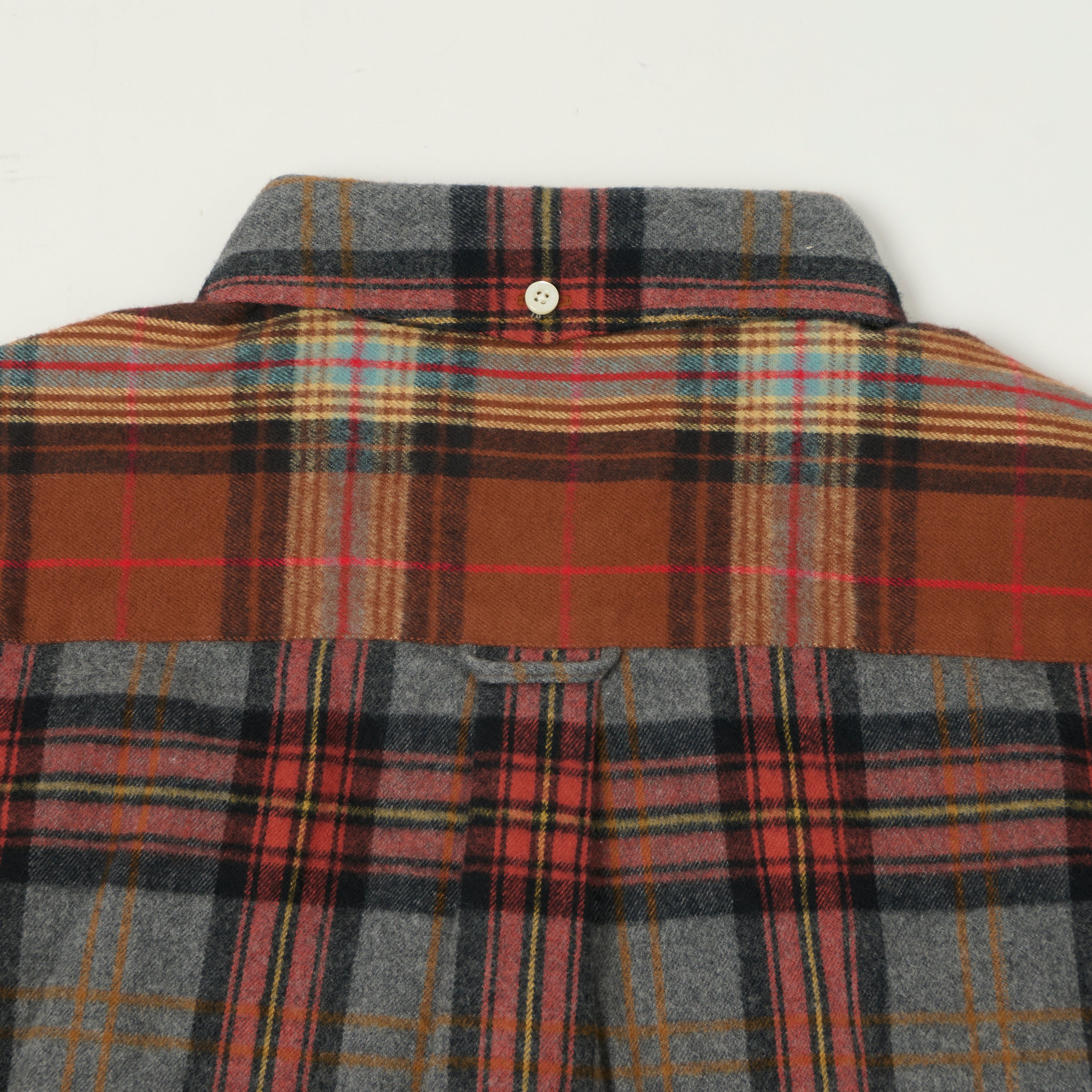 Beams Plus Button Down Multi Plaid Shirt - Brown