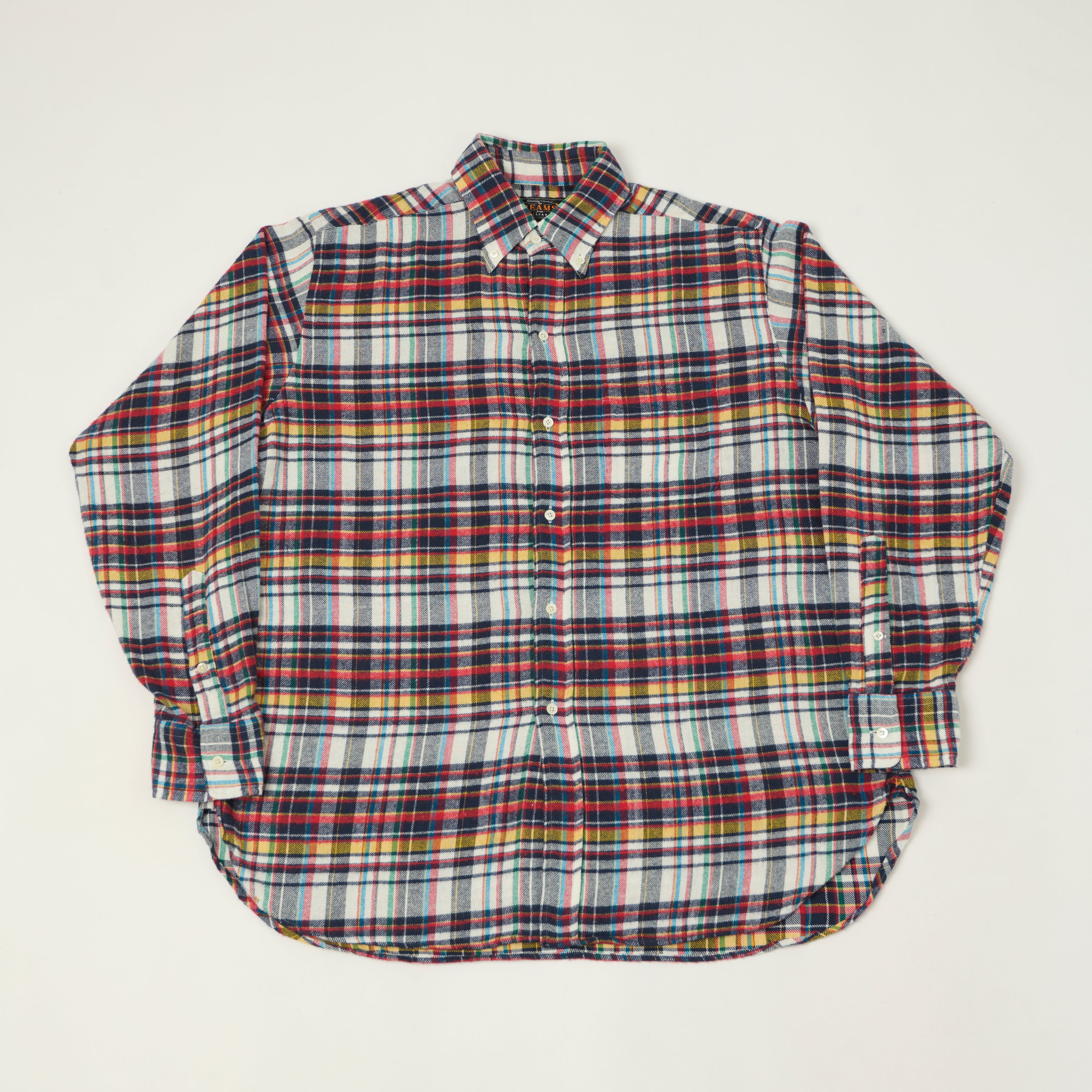 Beams Plus Button Down Plaid Shirt - White/Multi