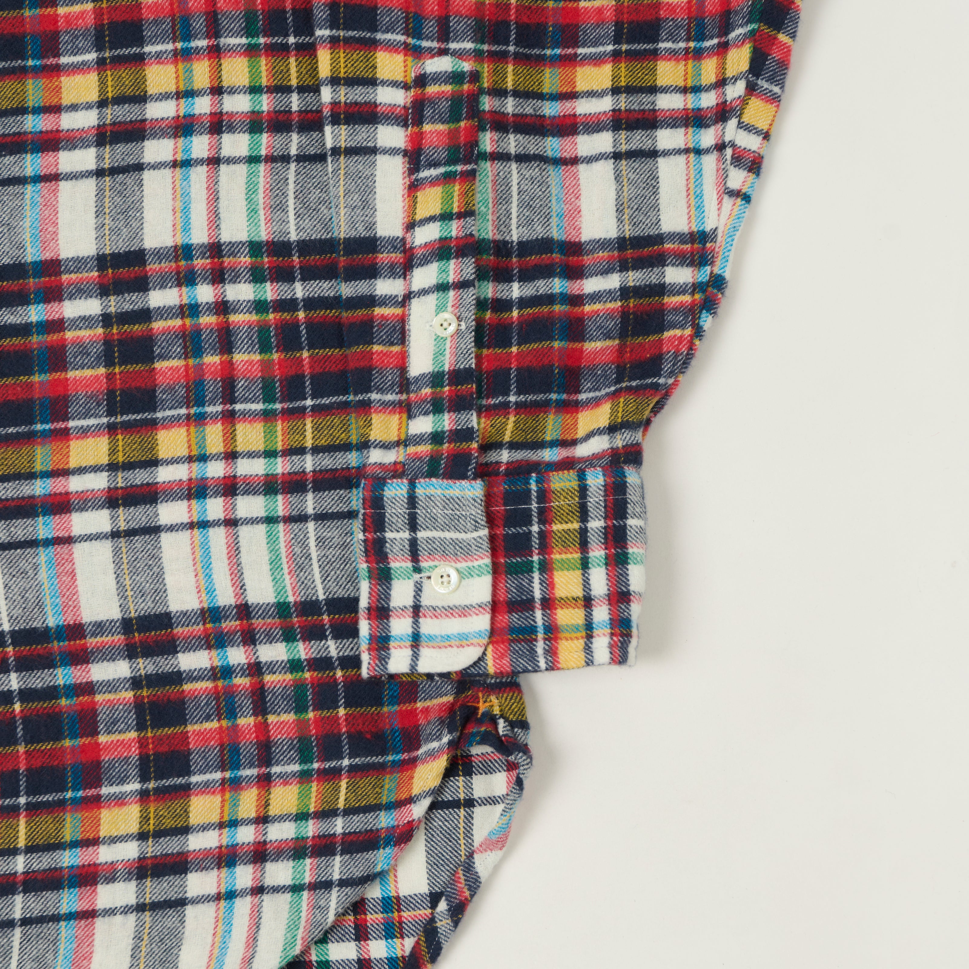 Beams Plus Button Down Plaid Shirt - White/Multi