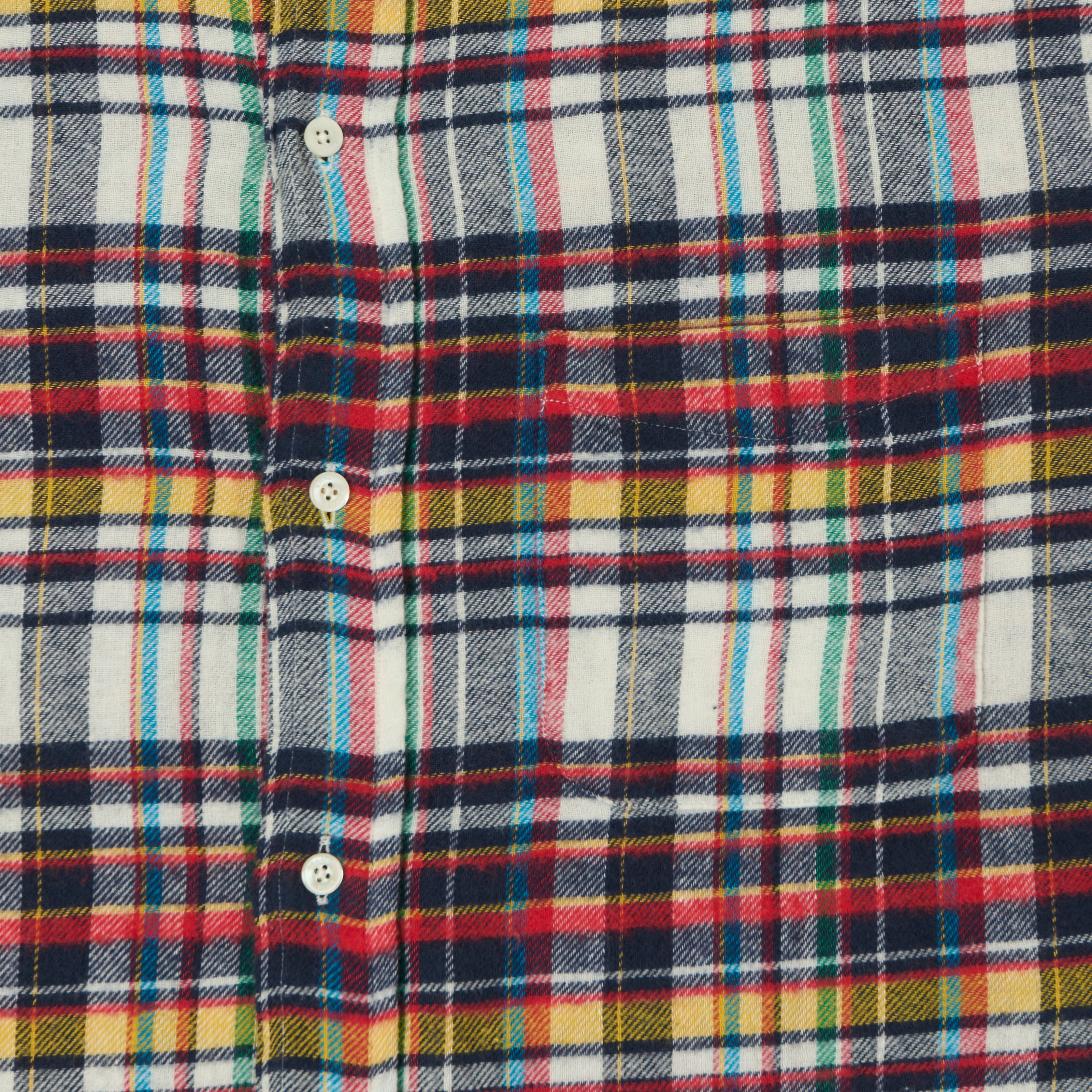 Beams Plus Button Down Plaid Shirt - White/Multi