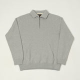 Beams Plus Quarter Zip Sweatshirt - Grey Melange