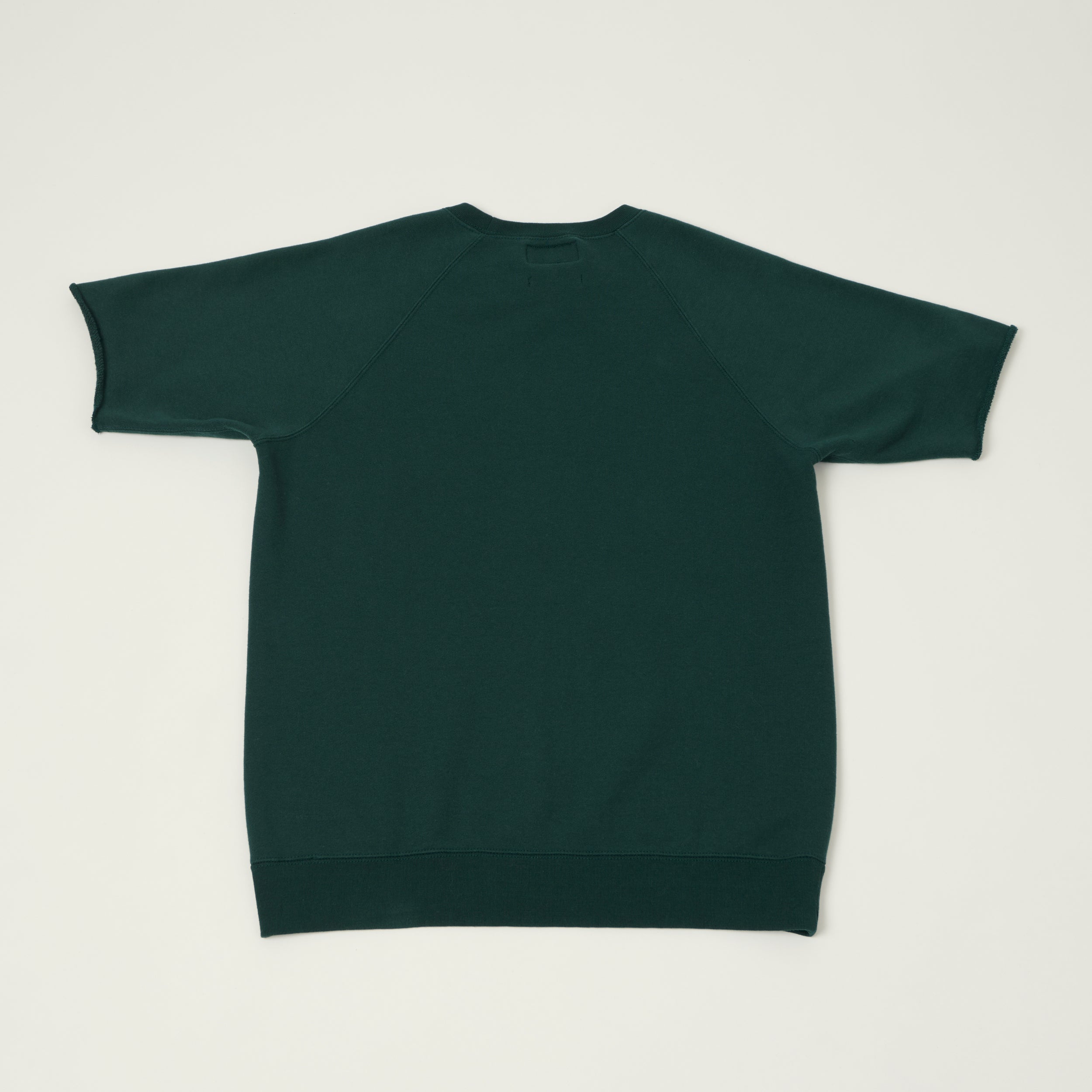 Beams Plus Cut Off Sleeve Raglan Sweatshirt - Dark Green