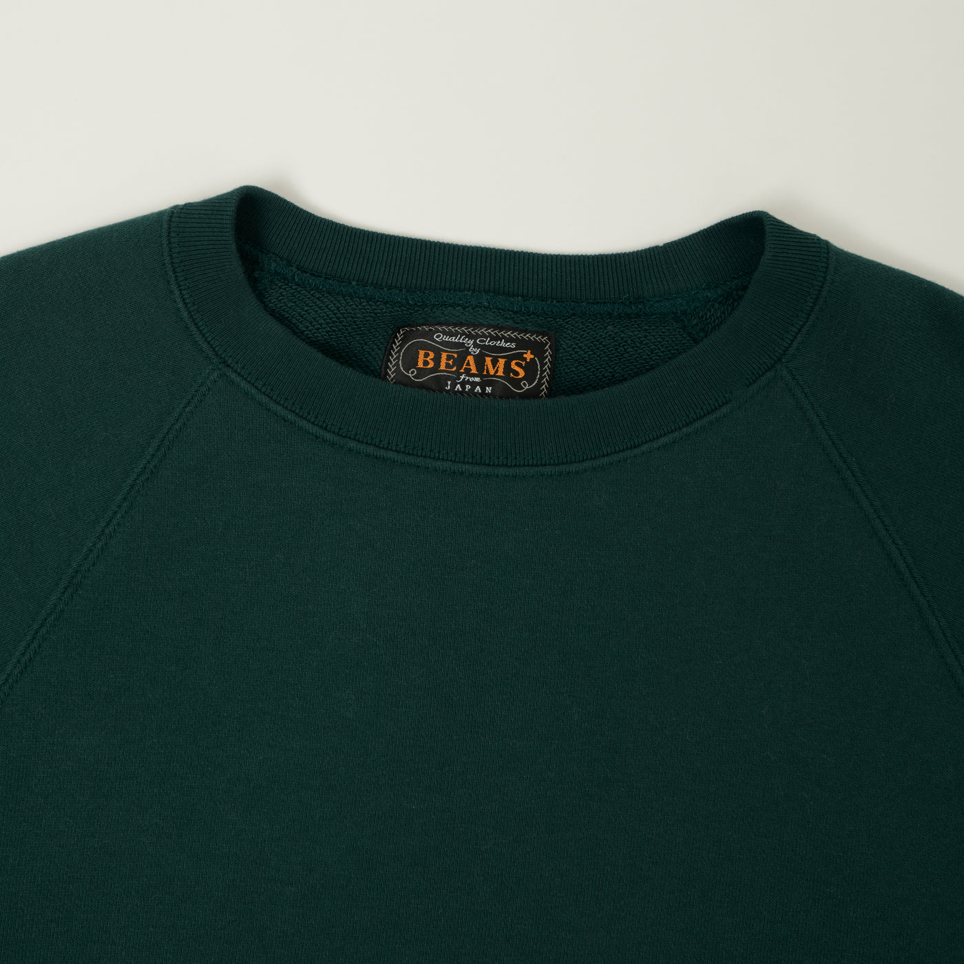 Beams Plus Cut Off Sleeve Raglan Sweatshirt - Dark Green