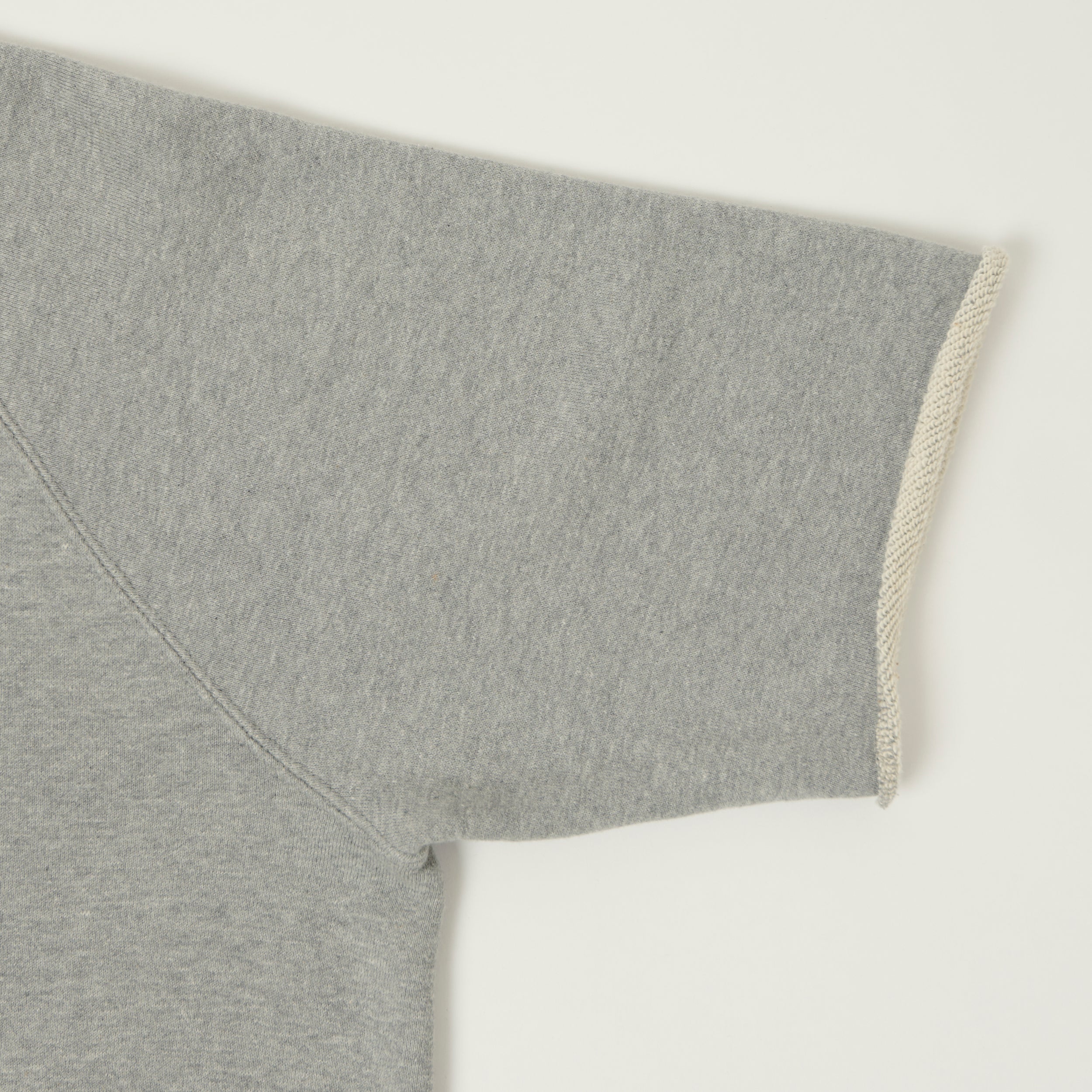 Beams Plus Cut Off Sleeve Raglan Sweatshirt - Heather Grey