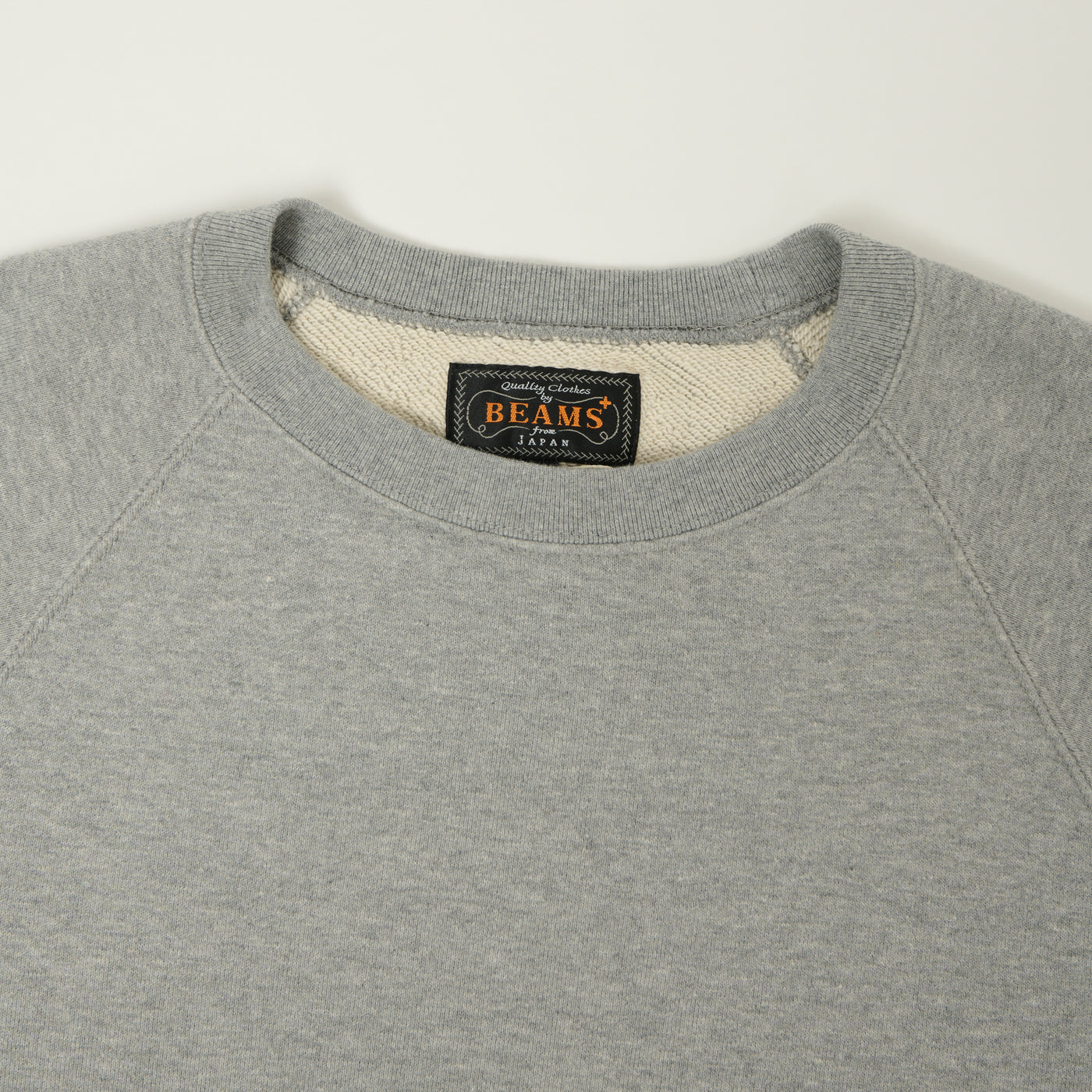 Beams Plus Cut Off Sleeve Raglan Sweatshirt - Heather Grey