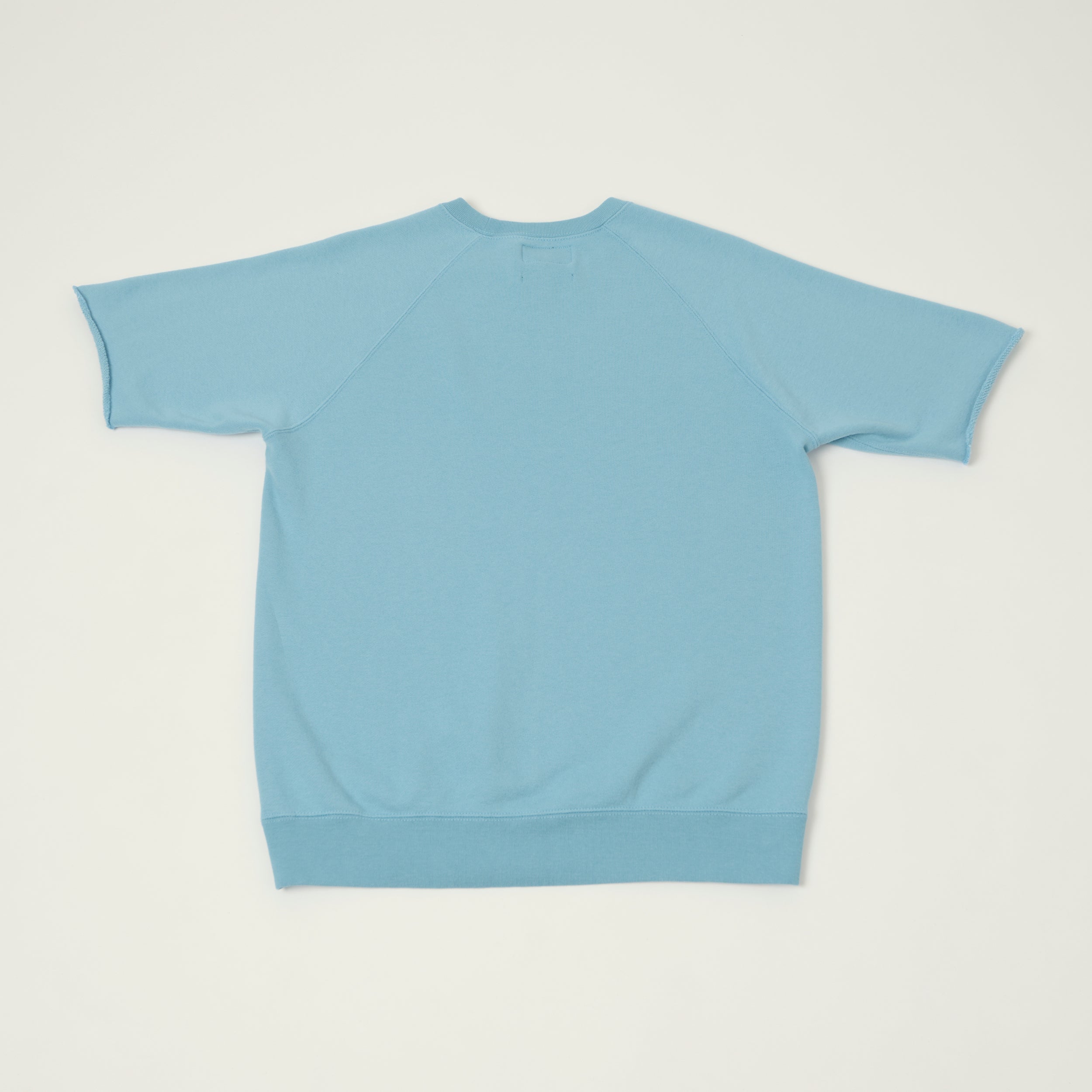 Beams Plus Cut Off Sleeve Raglan Sweatshirt - Sax