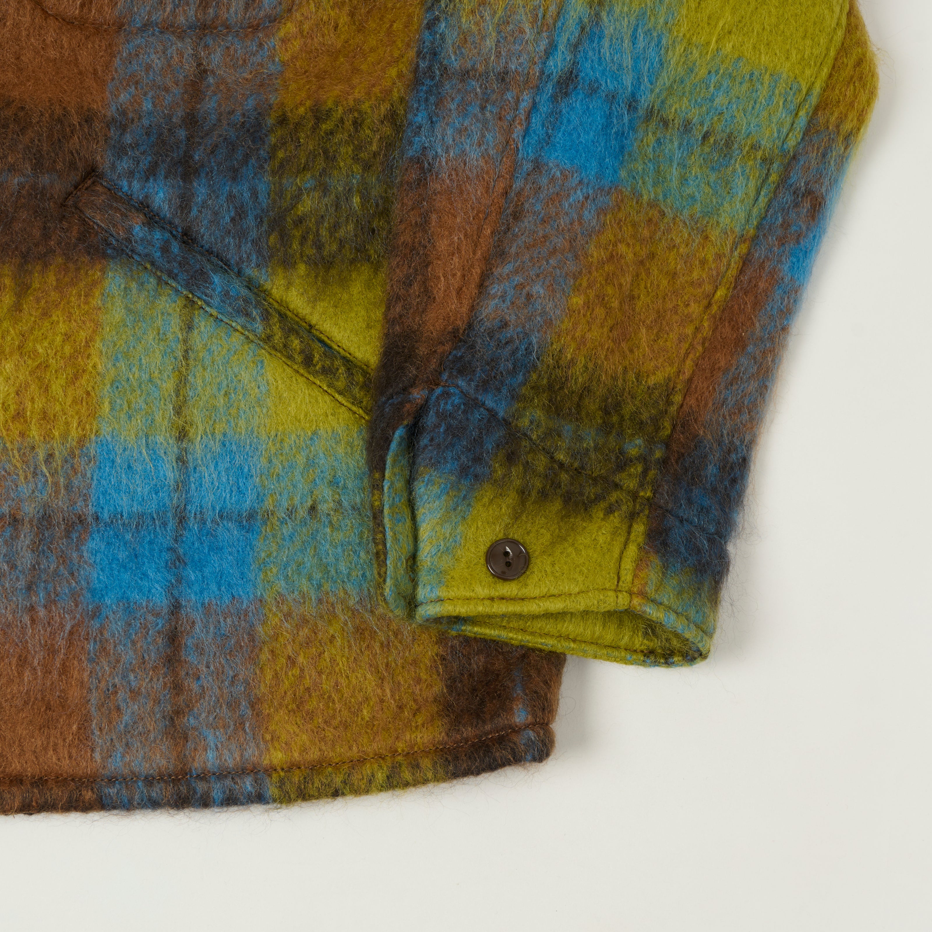 Beams Plus Brushed Mohair Plaid Sports Jacket - Brown/Multi