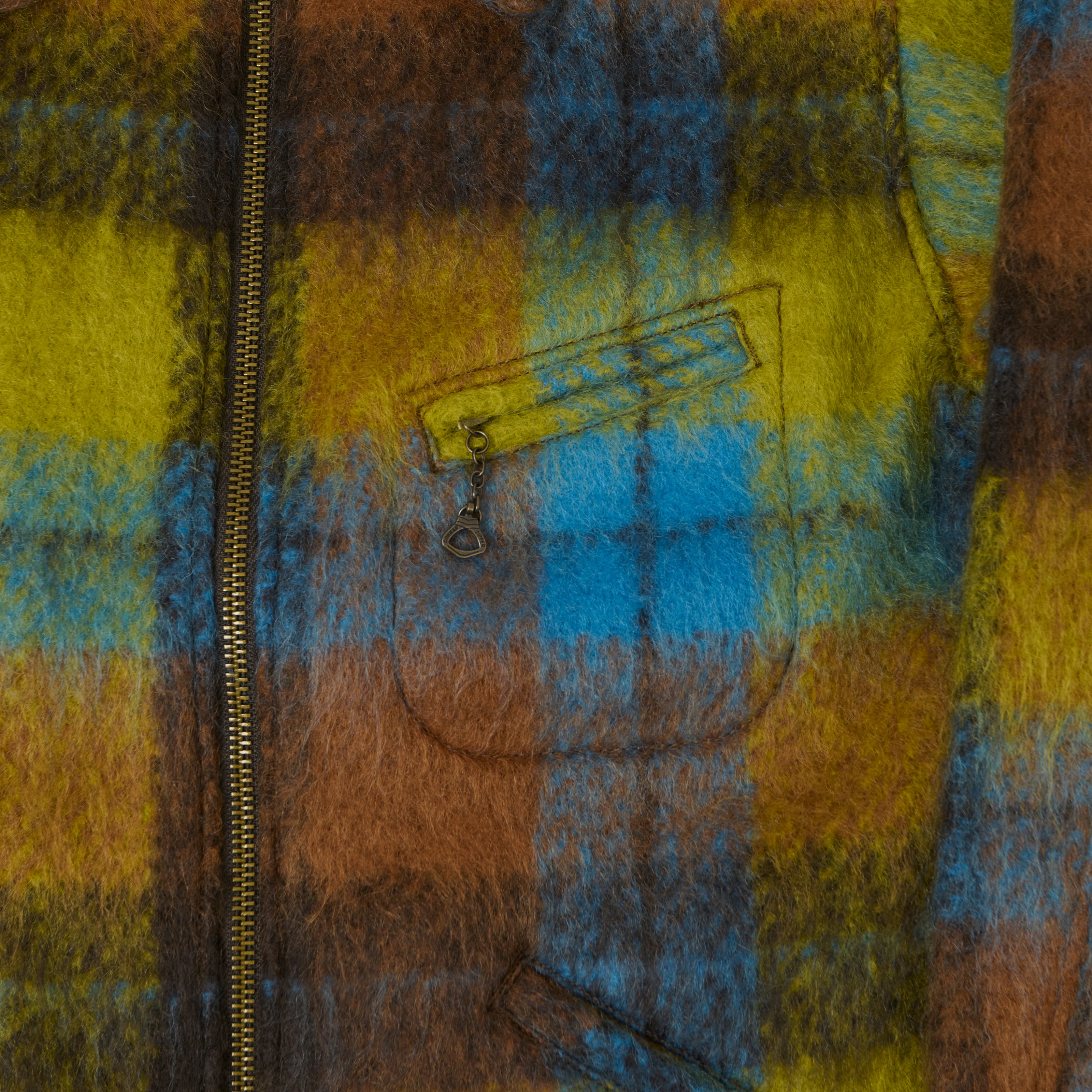 Beams Plus Brushed Mohair Plaid Sports Jacket - Brown/Multi