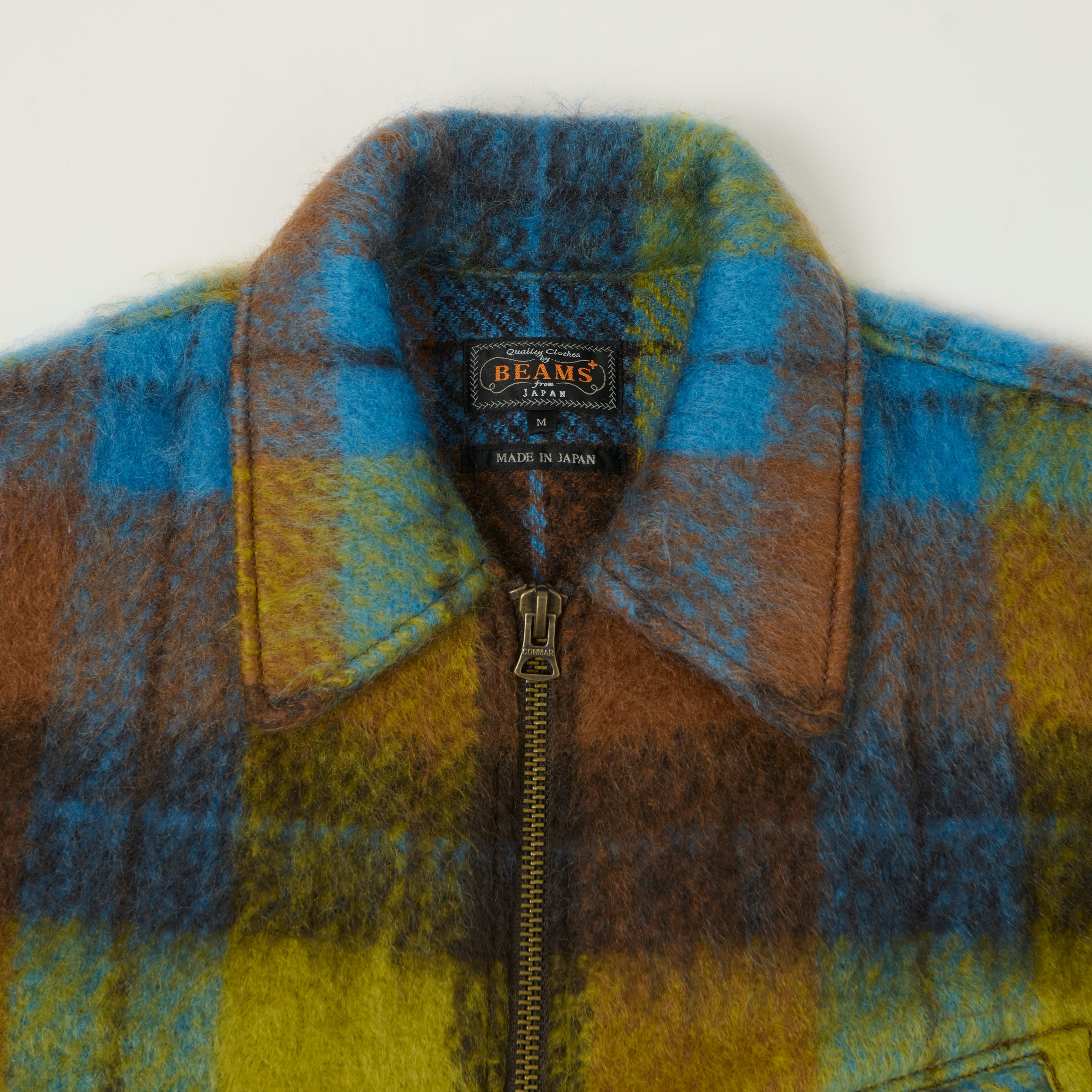Beams Plus Brushed Mohair Plaid Sports Jacket - Brown/Multi