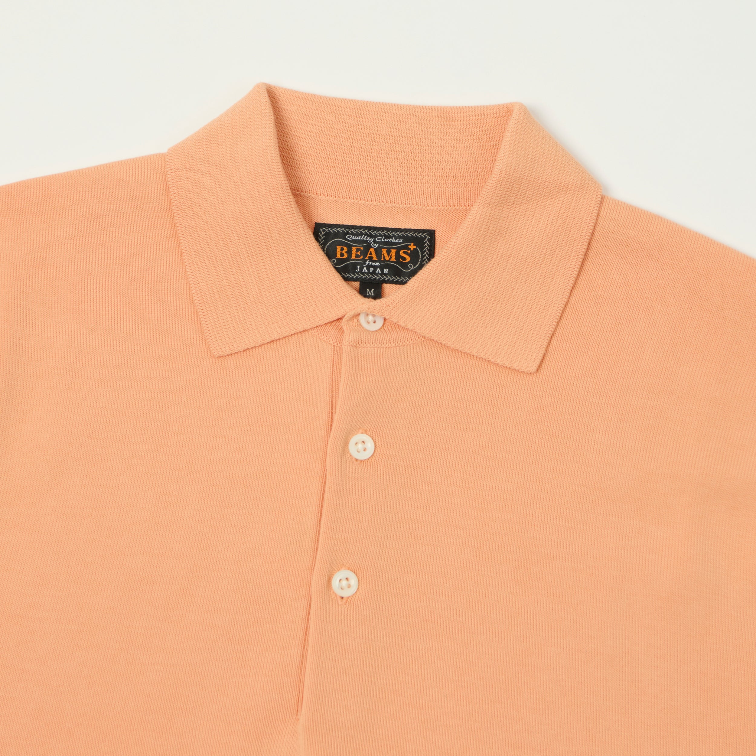 Beams Plus Lightweight Knit Polo Shirt - Orange