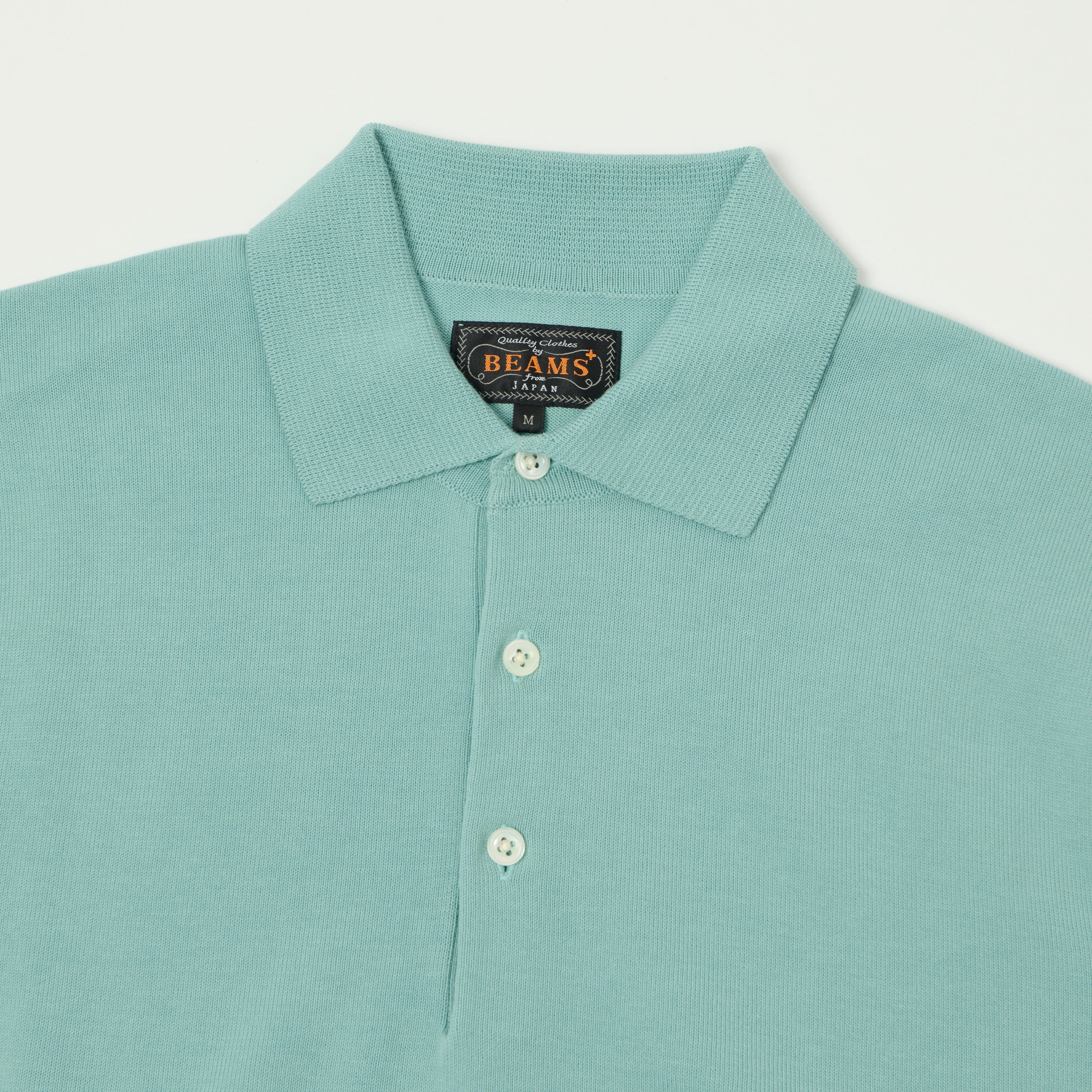 Beams Plus Lightweight Knit Polo Shirt - Turquoise