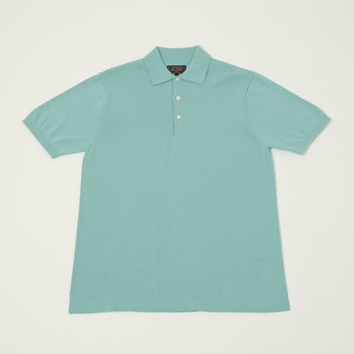 Beams Plus Lightweight Knit Polo Shirt - Turquoise