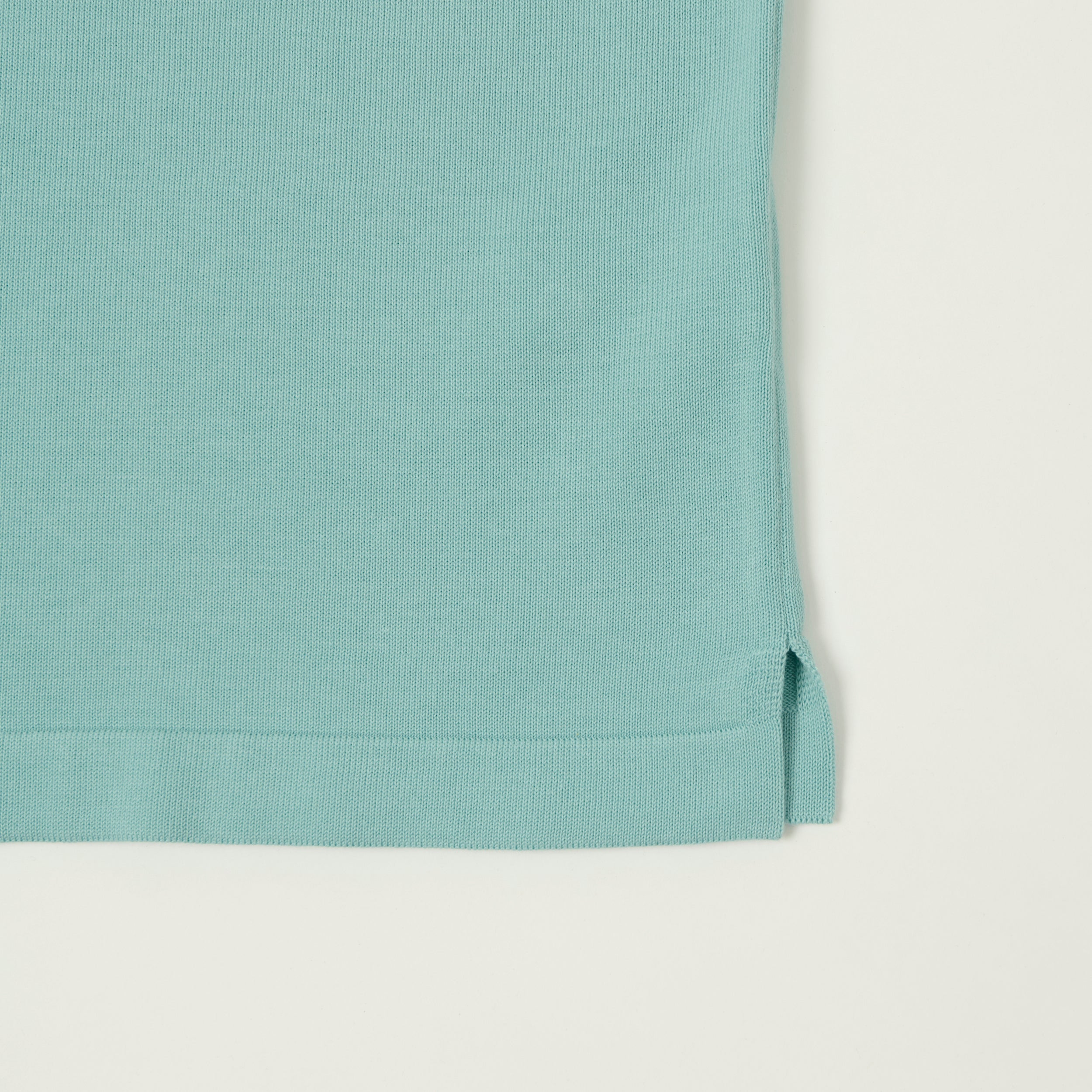 Beams Plus Lightweight Knit Polo Shirt - Turquoise