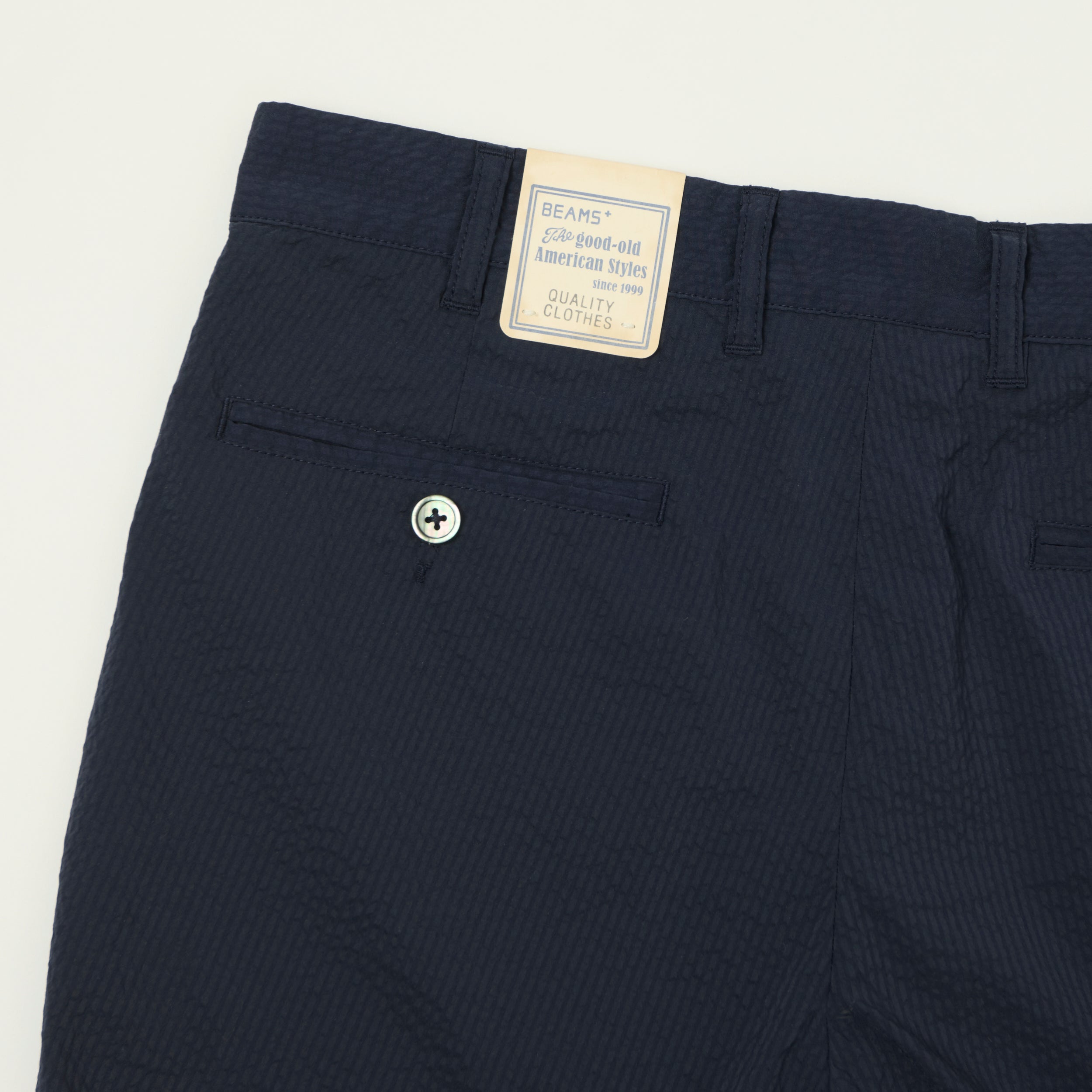 Beams Plus Lighweight Seersucker Shorts - Navy