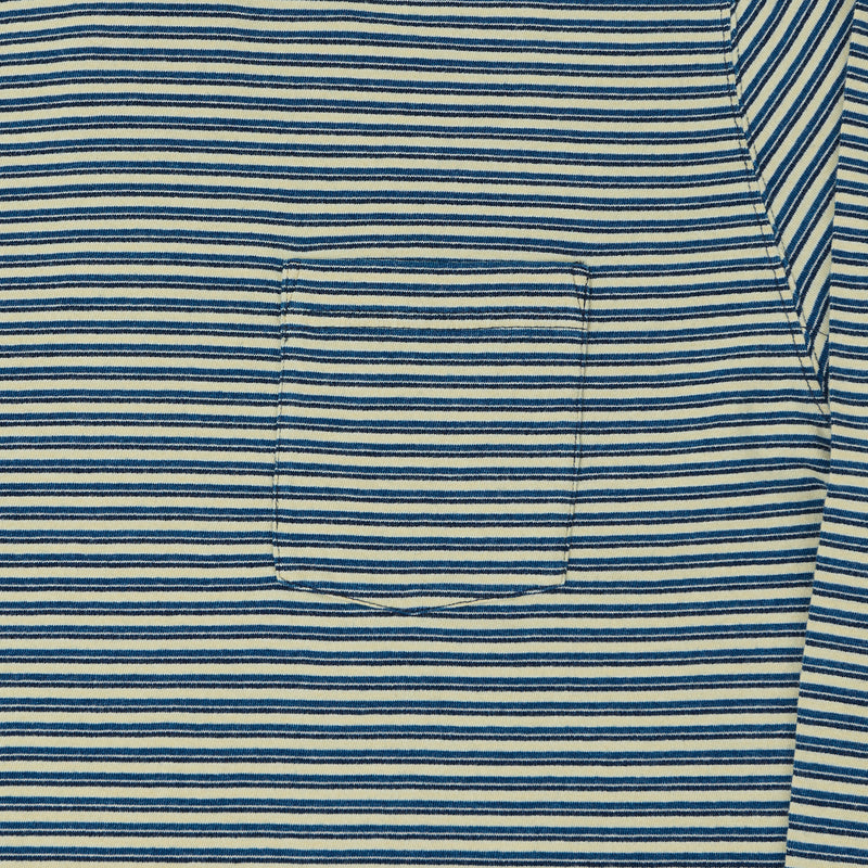 Beams Plus Long Sleeve Stripe Pocket T-Shirt - Indigo/Off White