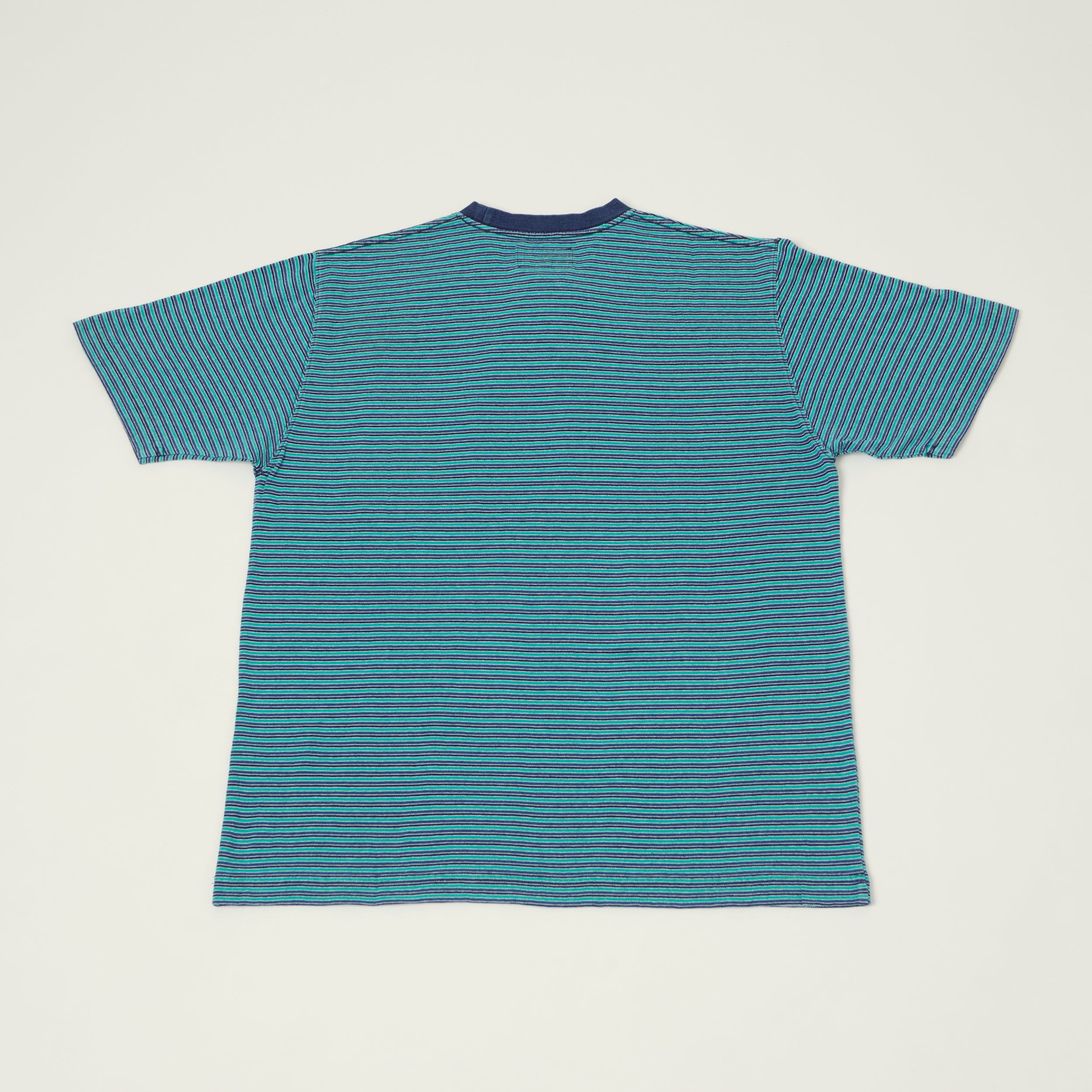 Beams Plus Stripe Pocket T-Shirt - Green/Blue