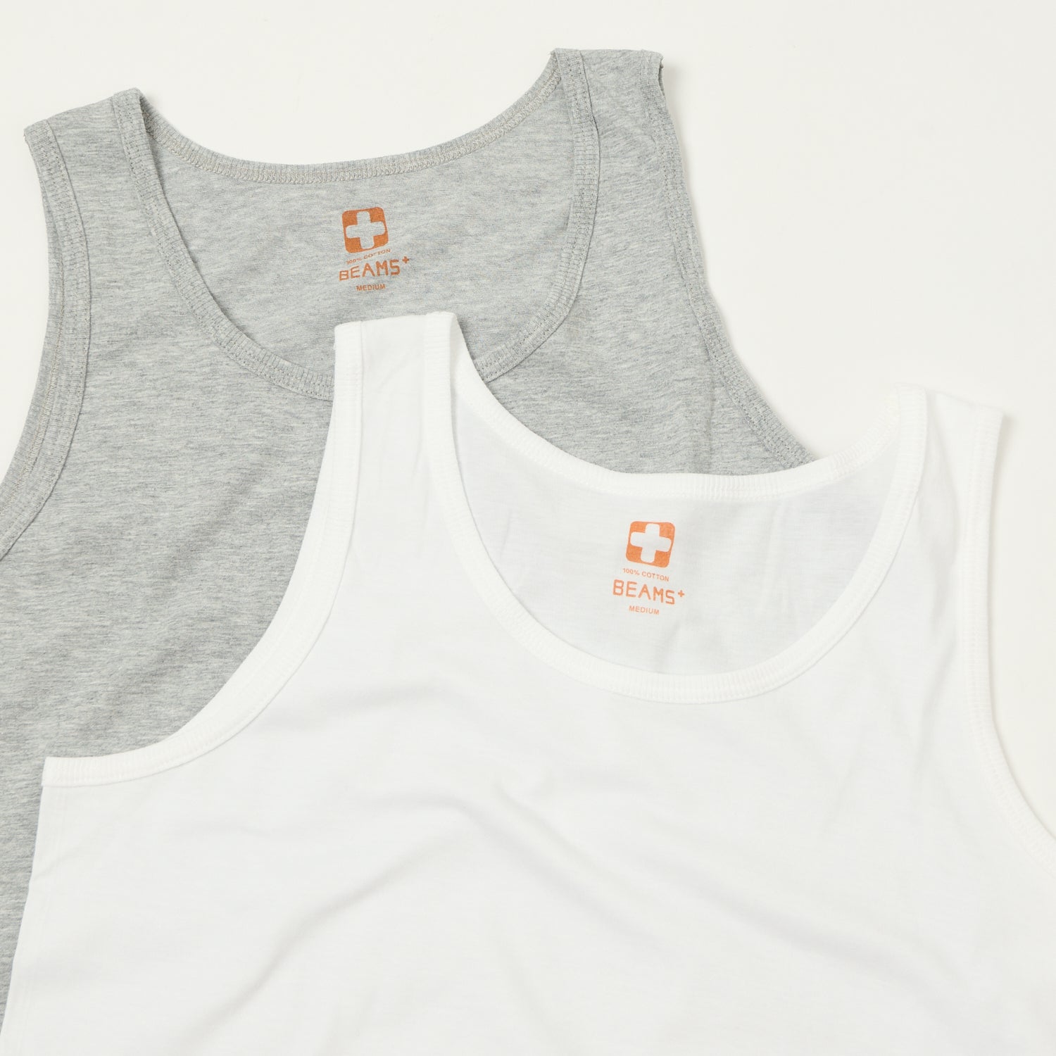 Beams Plus Tank Top Two Pack - White/Grey