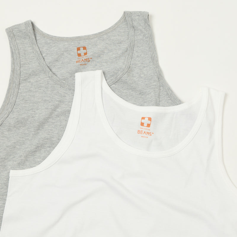 Beams Plus Tank Top Two Pack - White/Grey