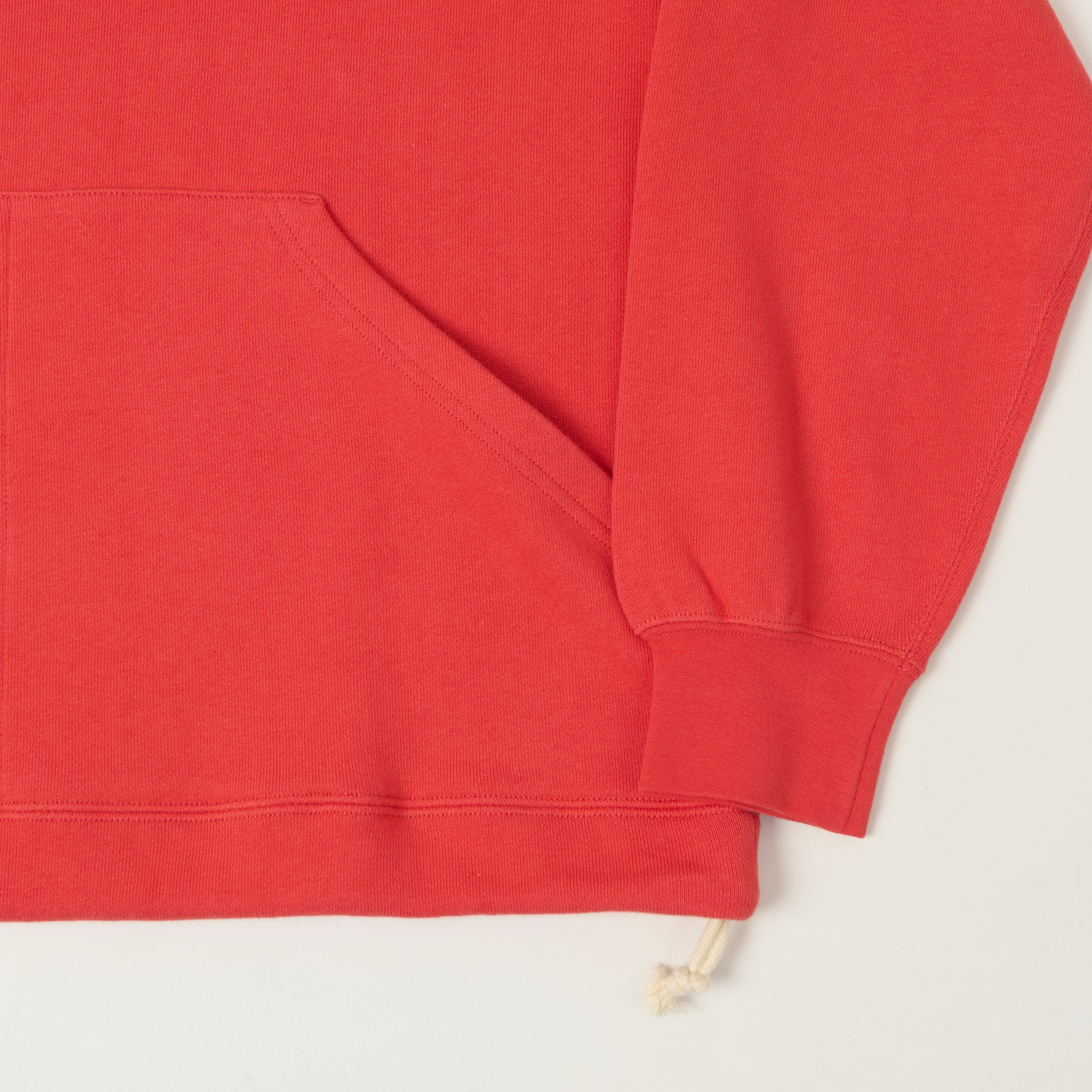 Beams Plus Quarter Zip Utility Hoodie - Red