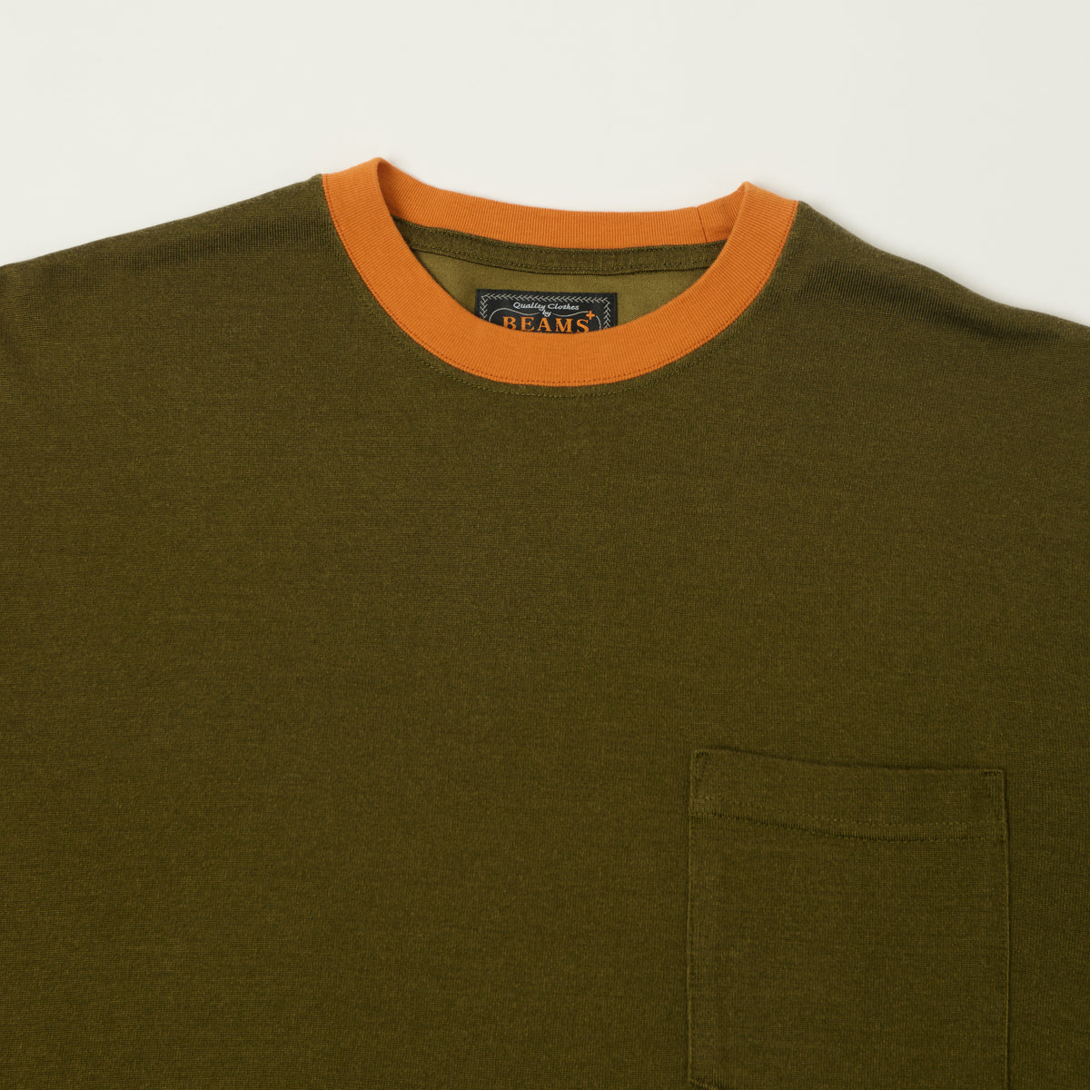 Beams Plus 2 Tone Pocket T-Shirt - Olive