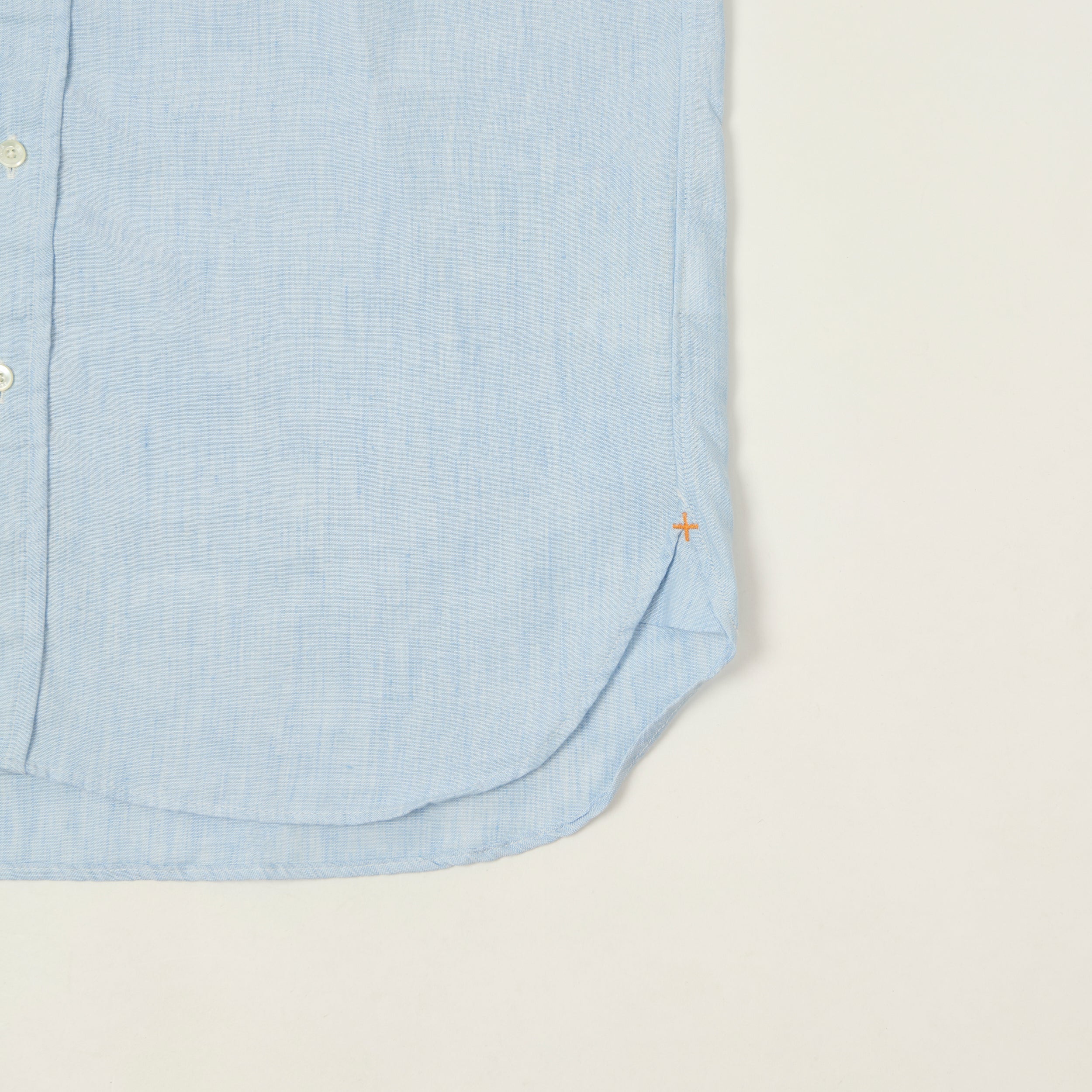Beams Plus Button Down Coolmax Linen Short Sleeve Shirt - Sax