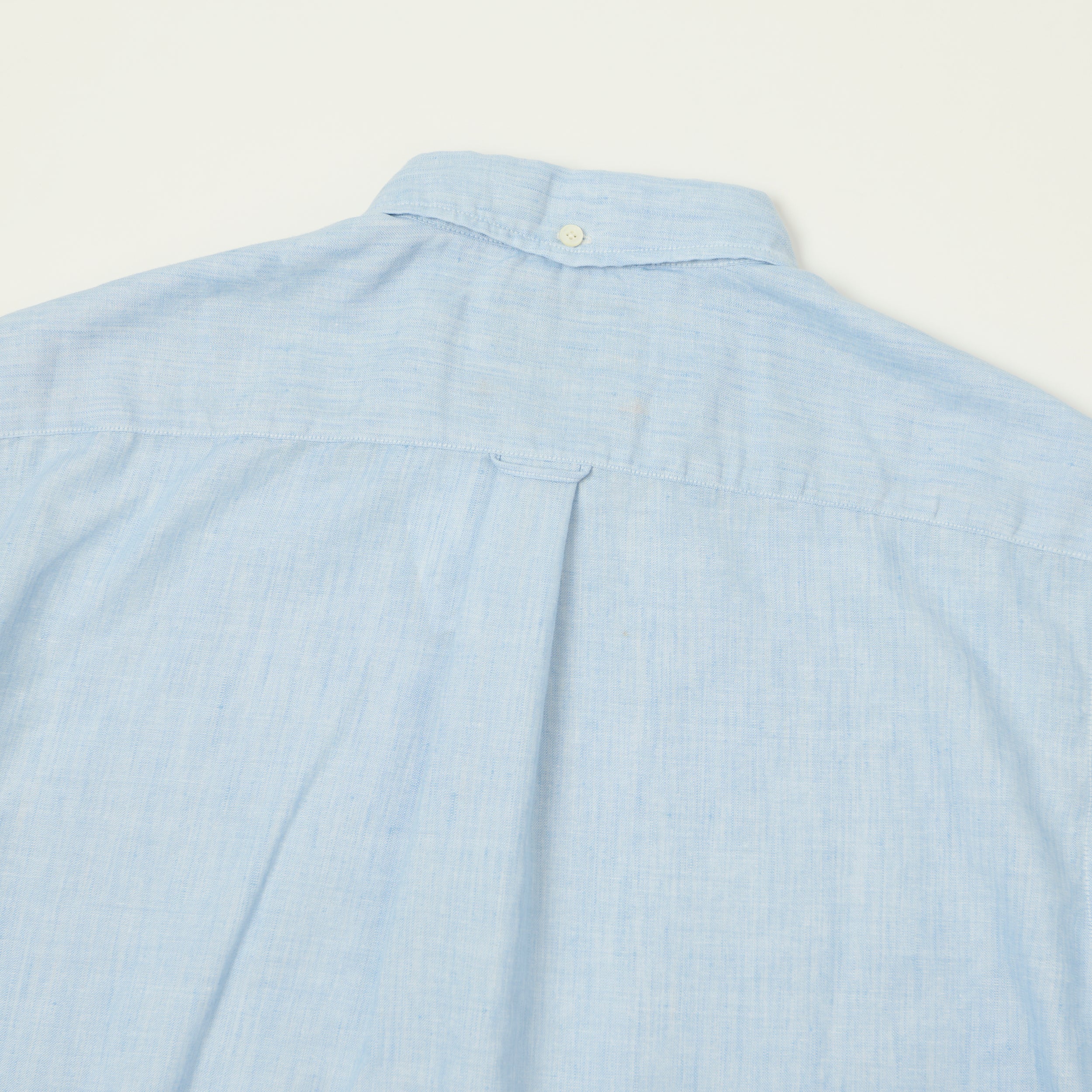 Beams Plus Button Down Coolmax Linen Short Sleeve Shirt - Sax
