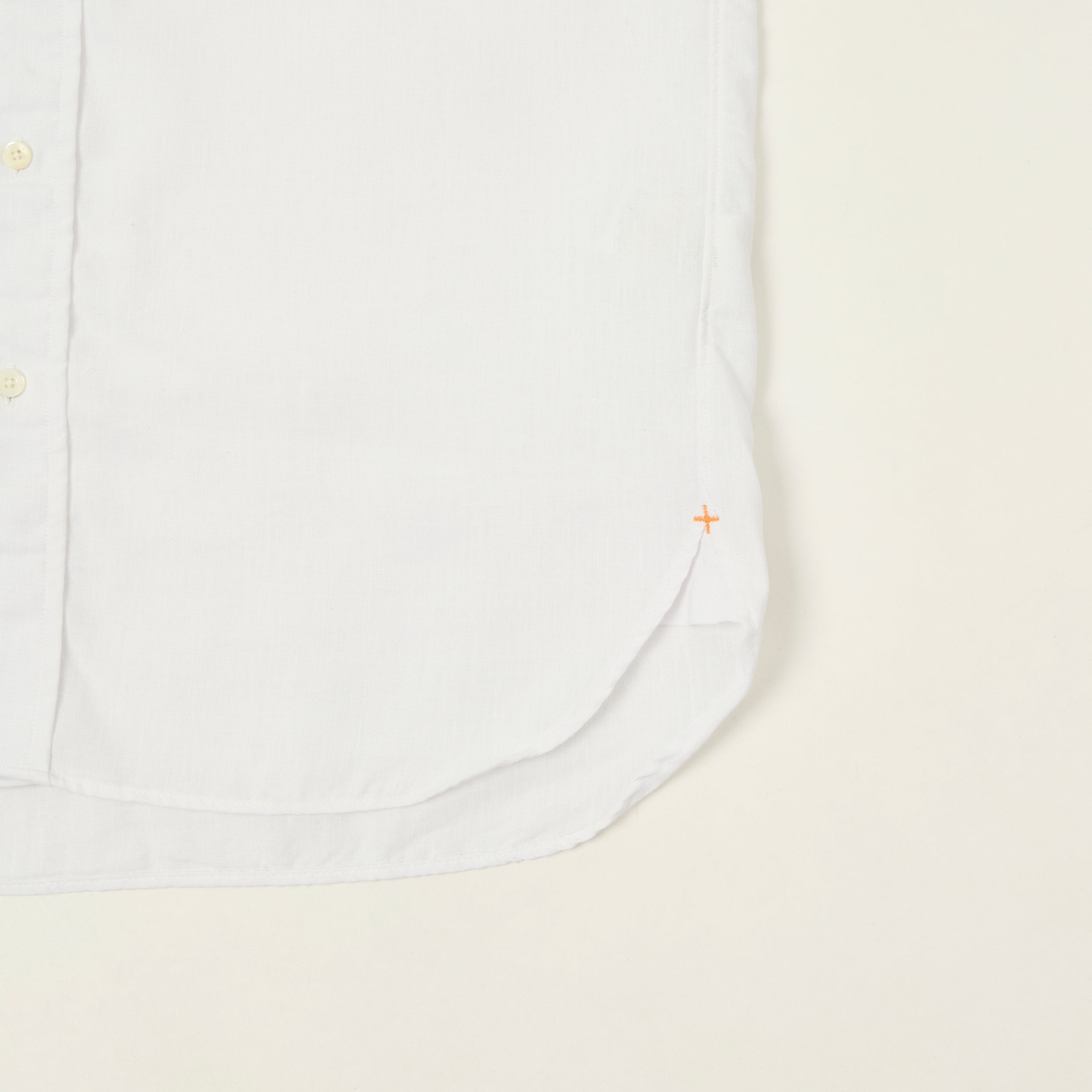 Beams Plus Button Down Coolmax Linen Short Sleeve Shirt - White