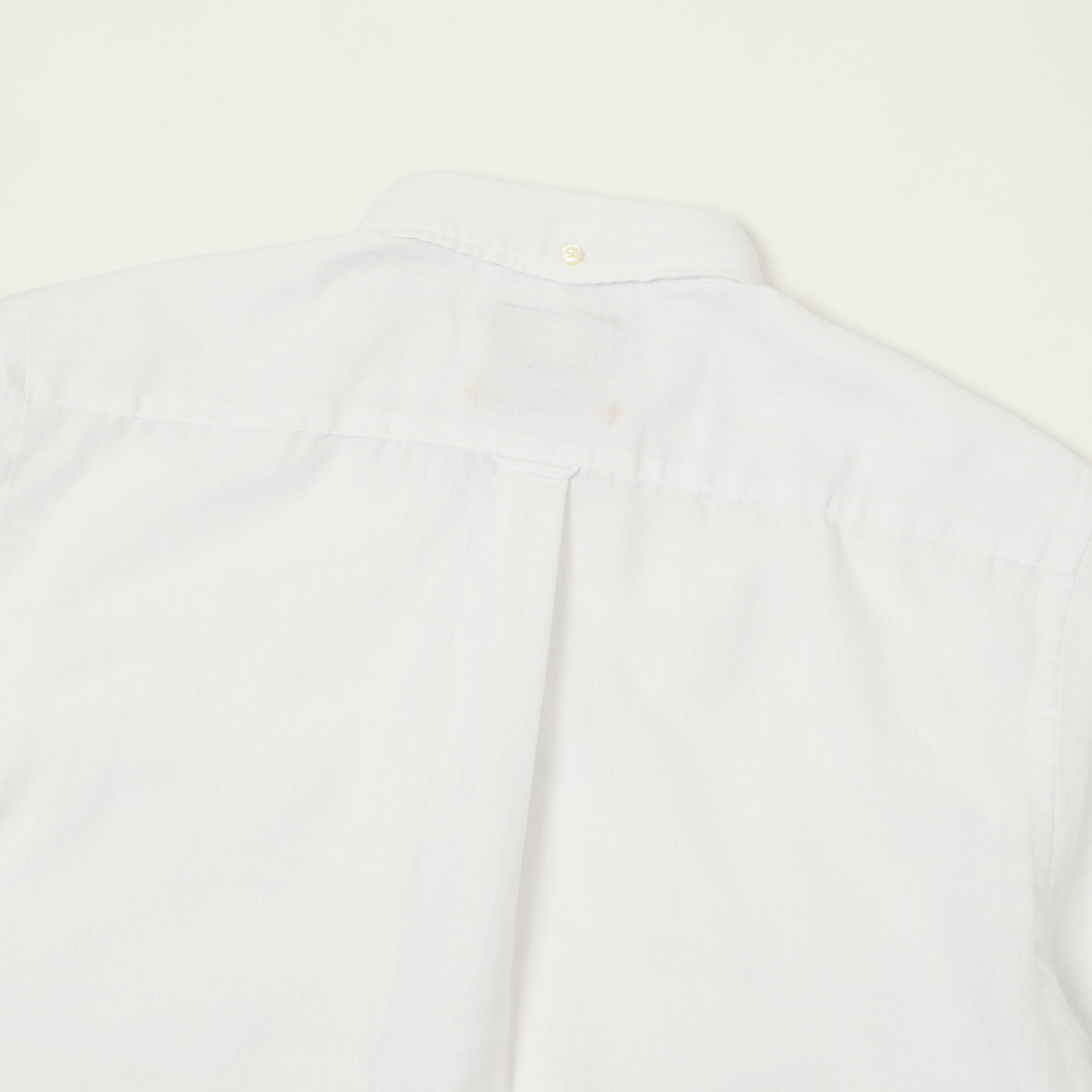 Beams Plus Button Down Coolmax Linen Short Sleeve Shirt - White