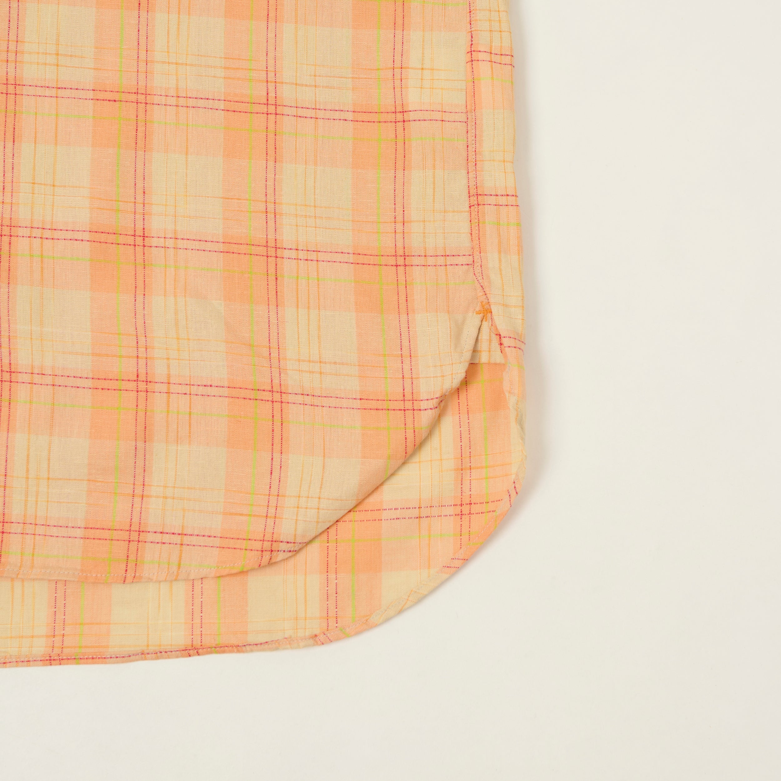 Beams Plus Button Down Cotton/Linen Short Sleeve Shirt - Orange