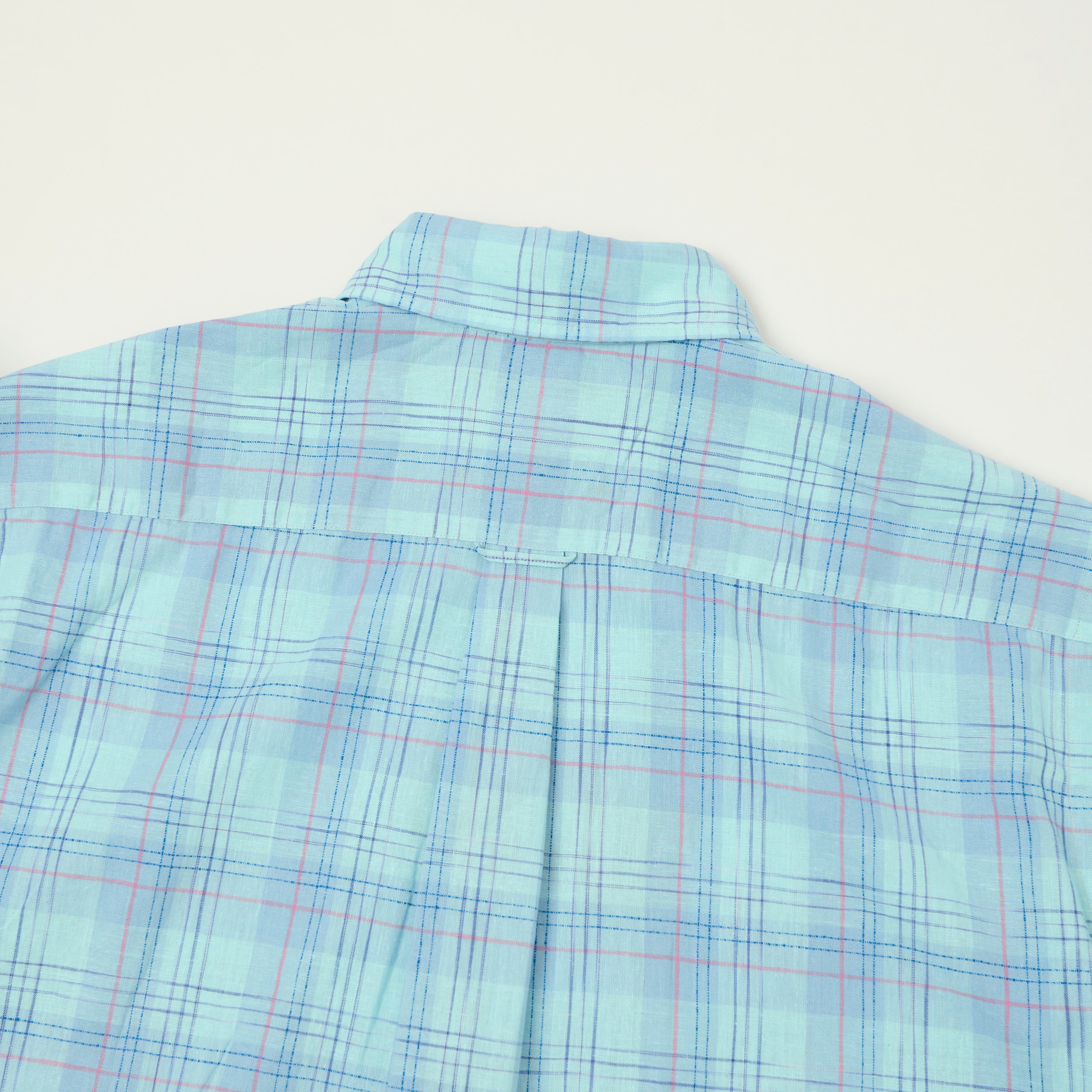 Beams Plus Button Down Cotton/Linen Short Sleeve Shirt - Sax