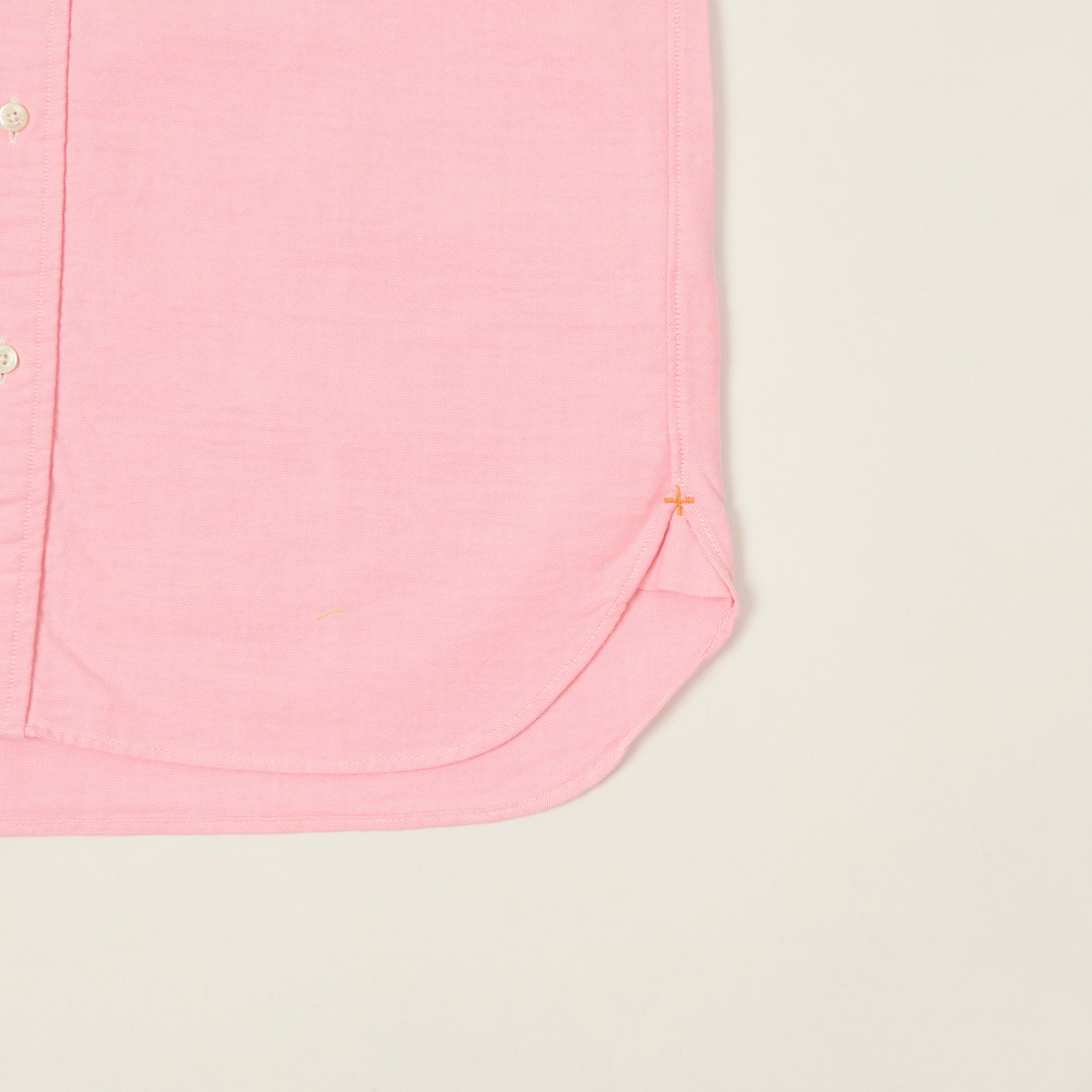 Beams Plus Button Down Short Sleeve Oxford Shirt - Pink