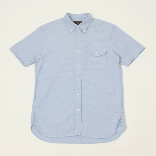 Beams Plus Button Down Short Sleeve Oxford Shirt - Sax – SON OF A STAG