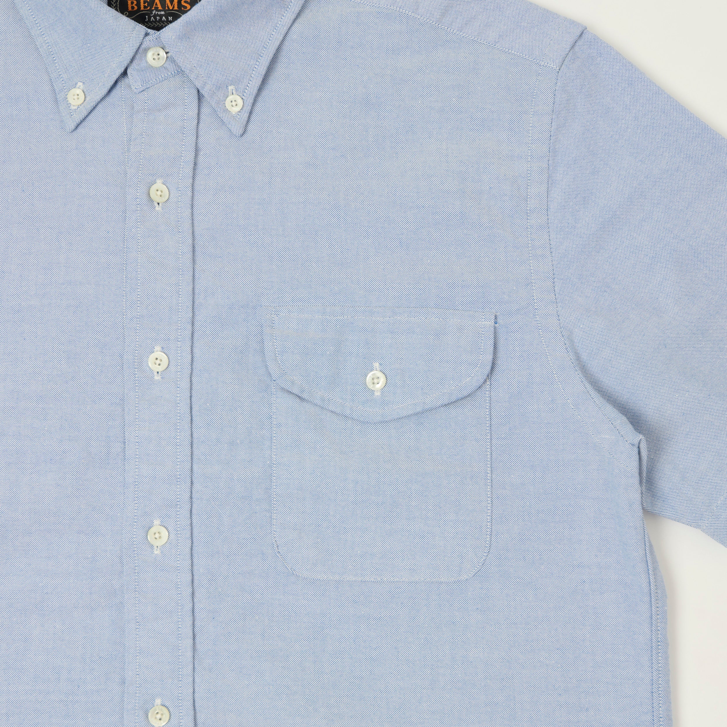 Beams Plus Button Down Short Sleeve Oxford Shirt - Sax – SON OF A STAG