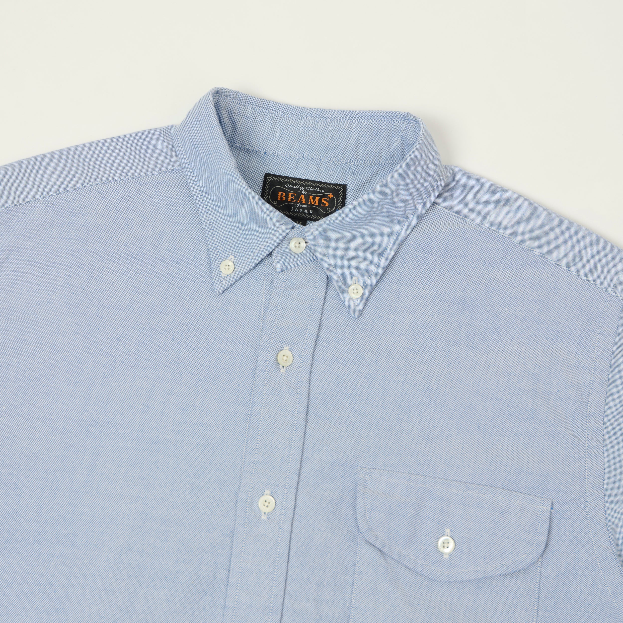 Beams Plus Button Down Short Sleeve Oxford Shirt - Sax – SON OF A STAG